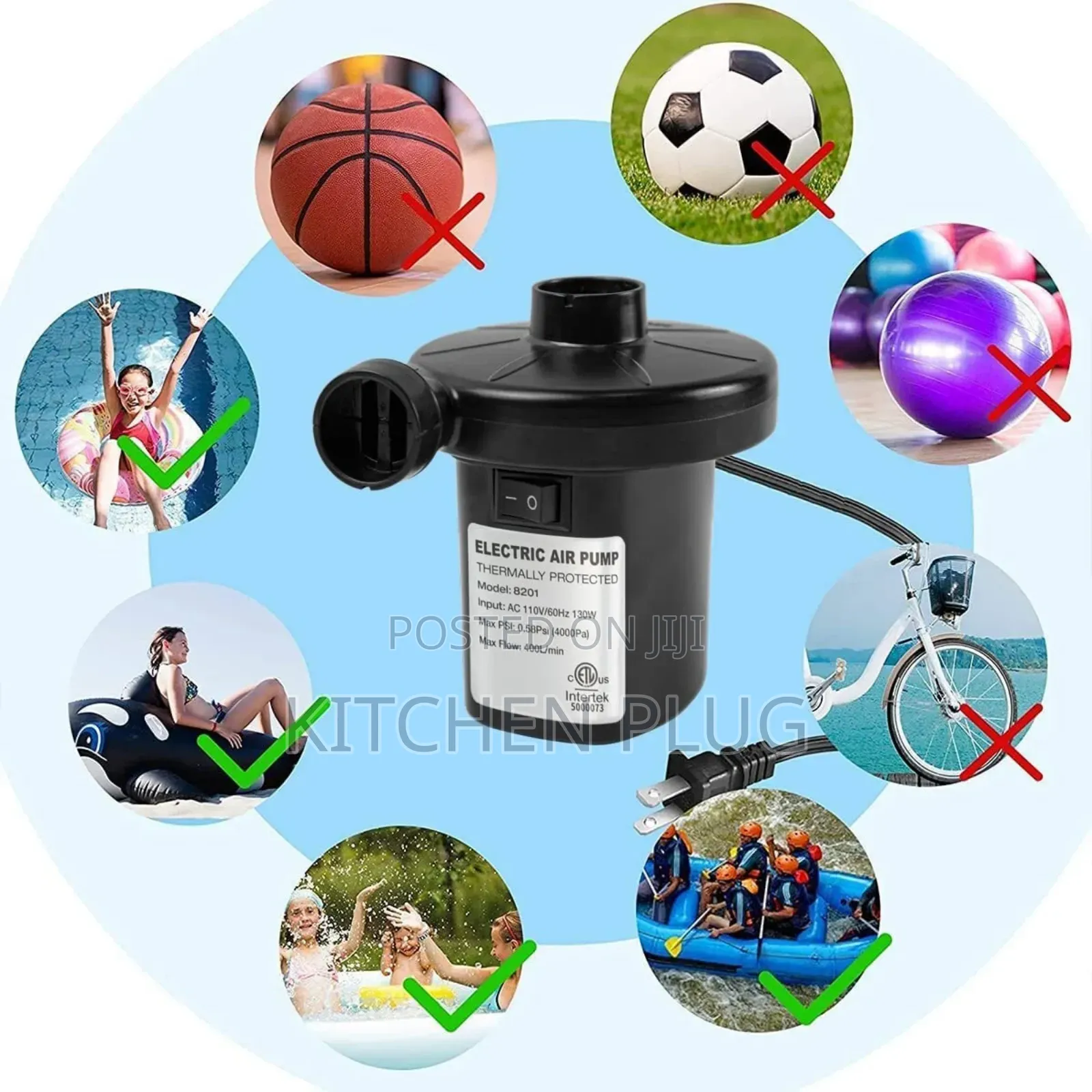 Electric Air Pump Designed for Inflating and Deflating Various Items