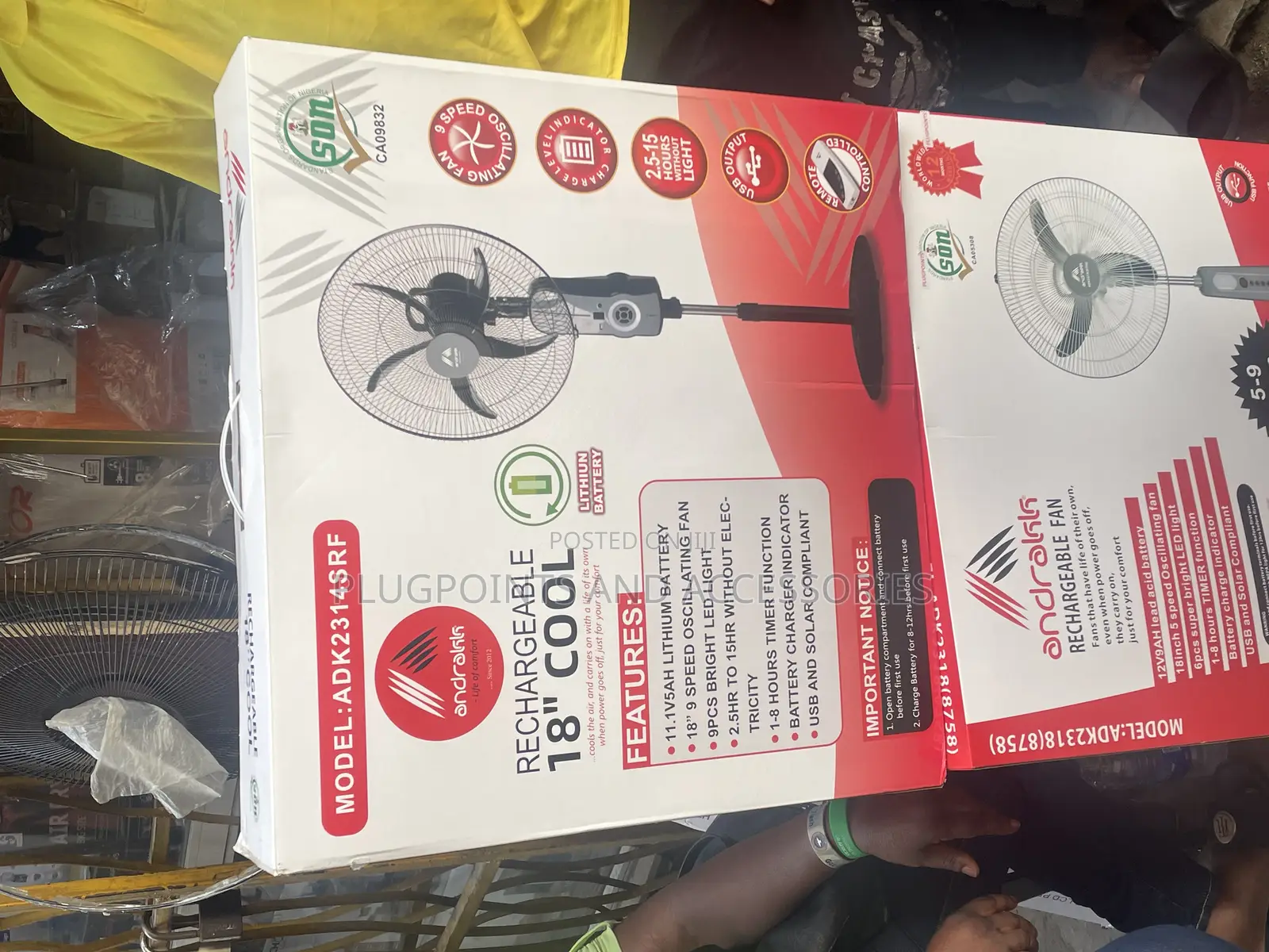 Andrakk Rechargeable Fan Adk2314srf