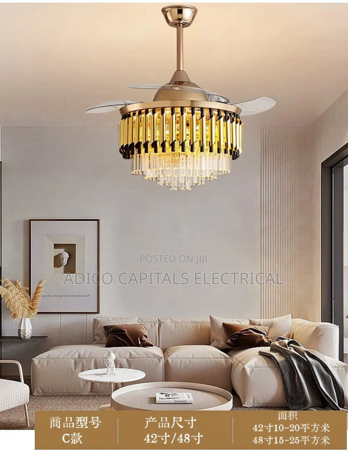 Led Chandelier With Rotatable Fan