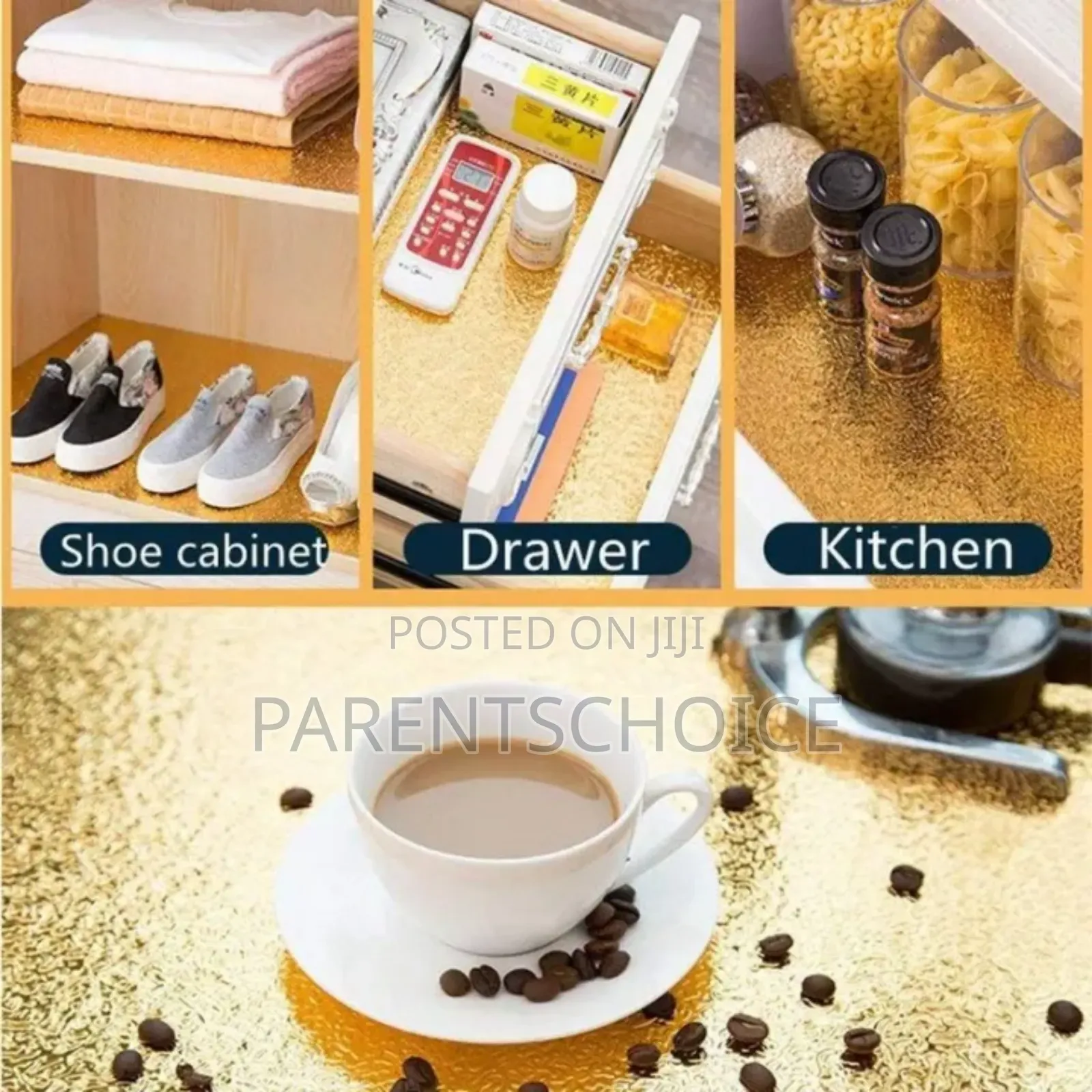 Self Adhesive Gold Silver Kitchen Wallpaper Kitchen Stickers - 3pcs