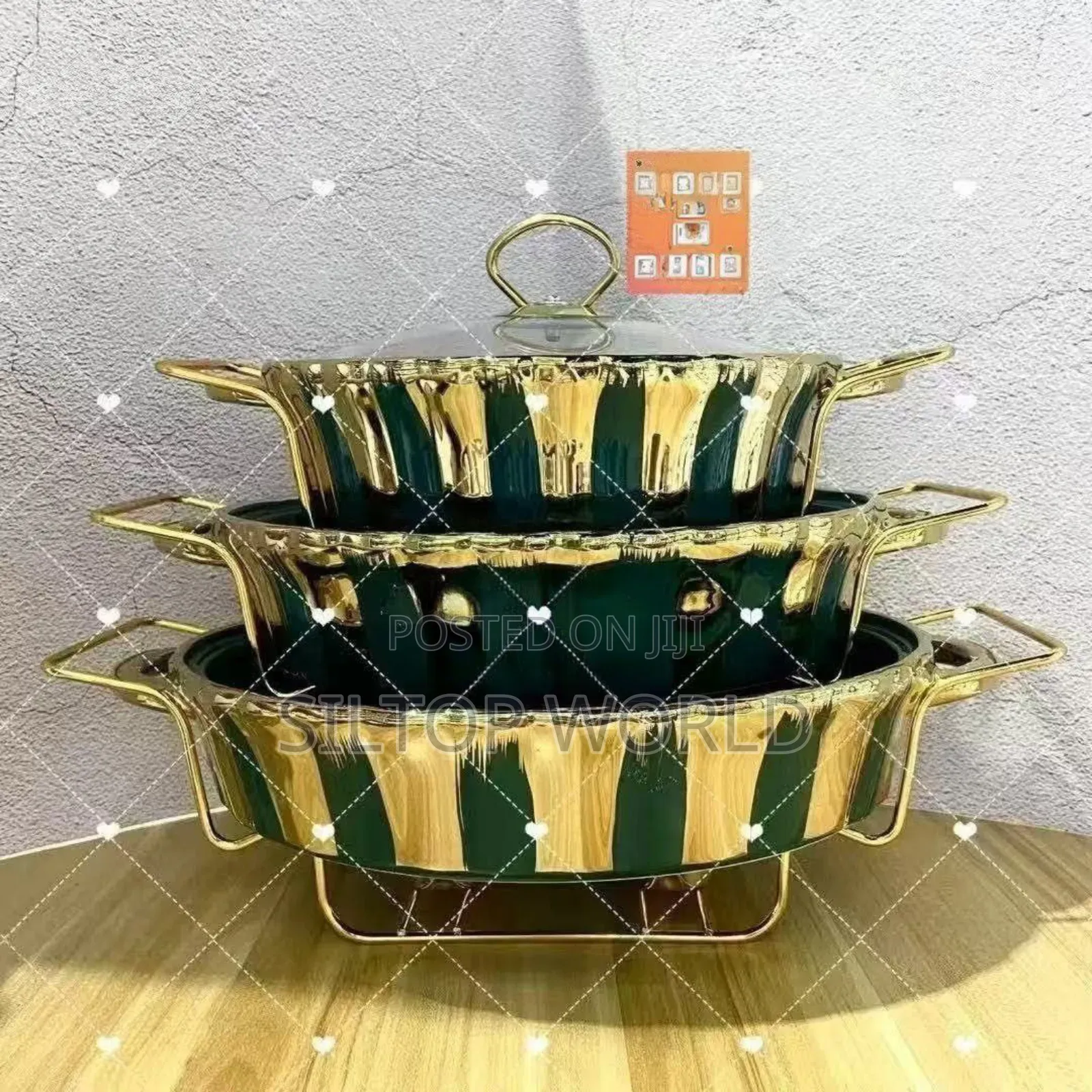 3pcs Luxury Ceramic Food Serving/Warmer Set