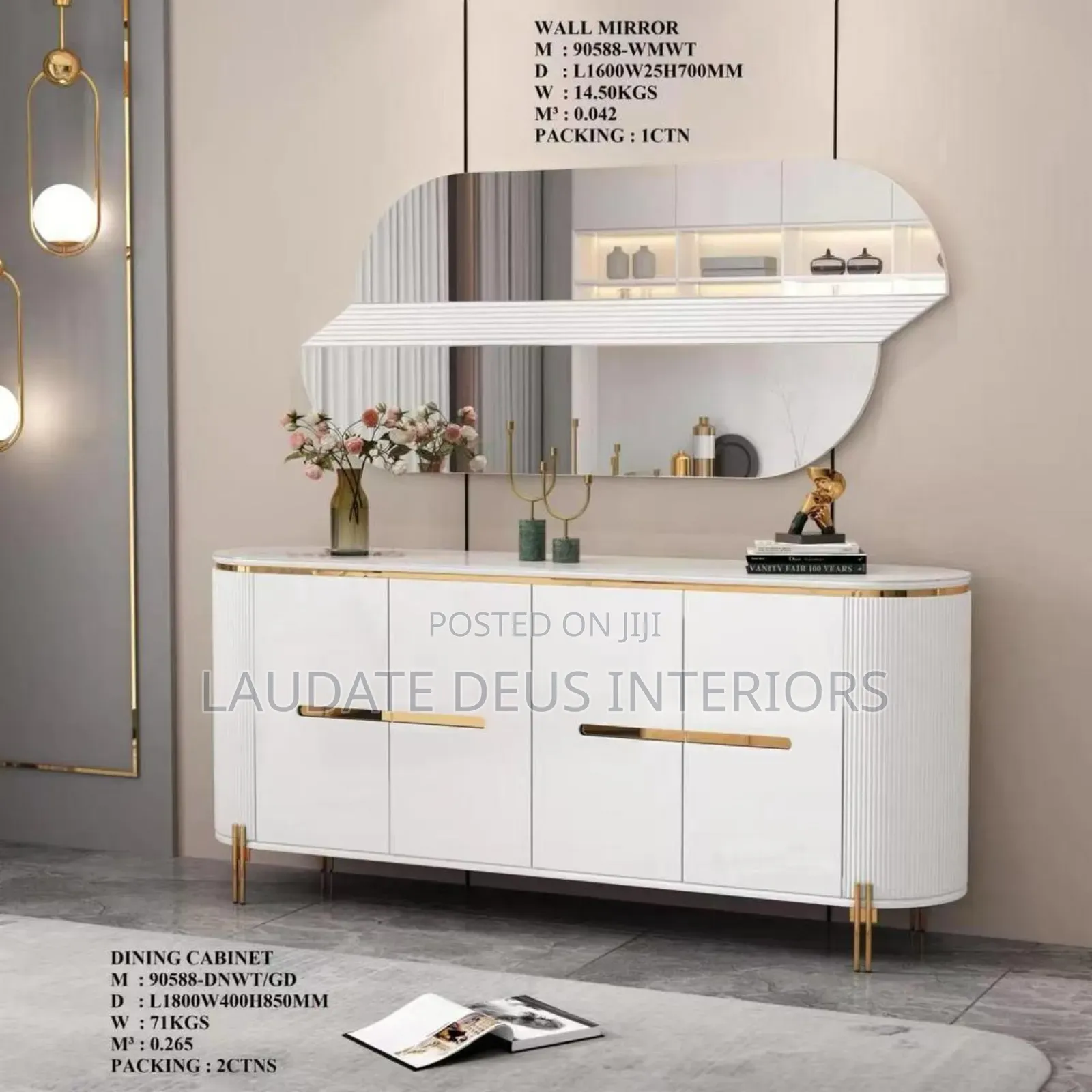Exquisite Marble Top Mirror Console