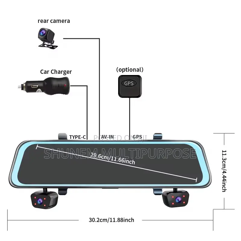 4 Channel Dash Cam Mirror