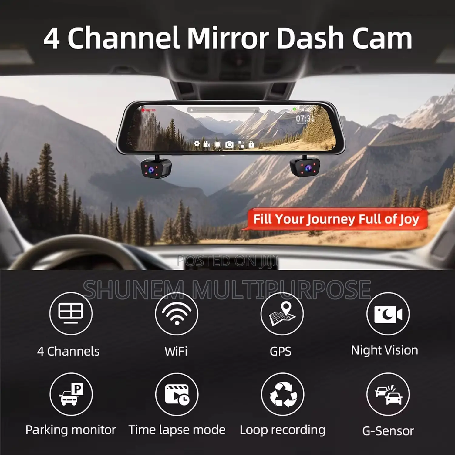 4 Channel Dash Cam Mirror