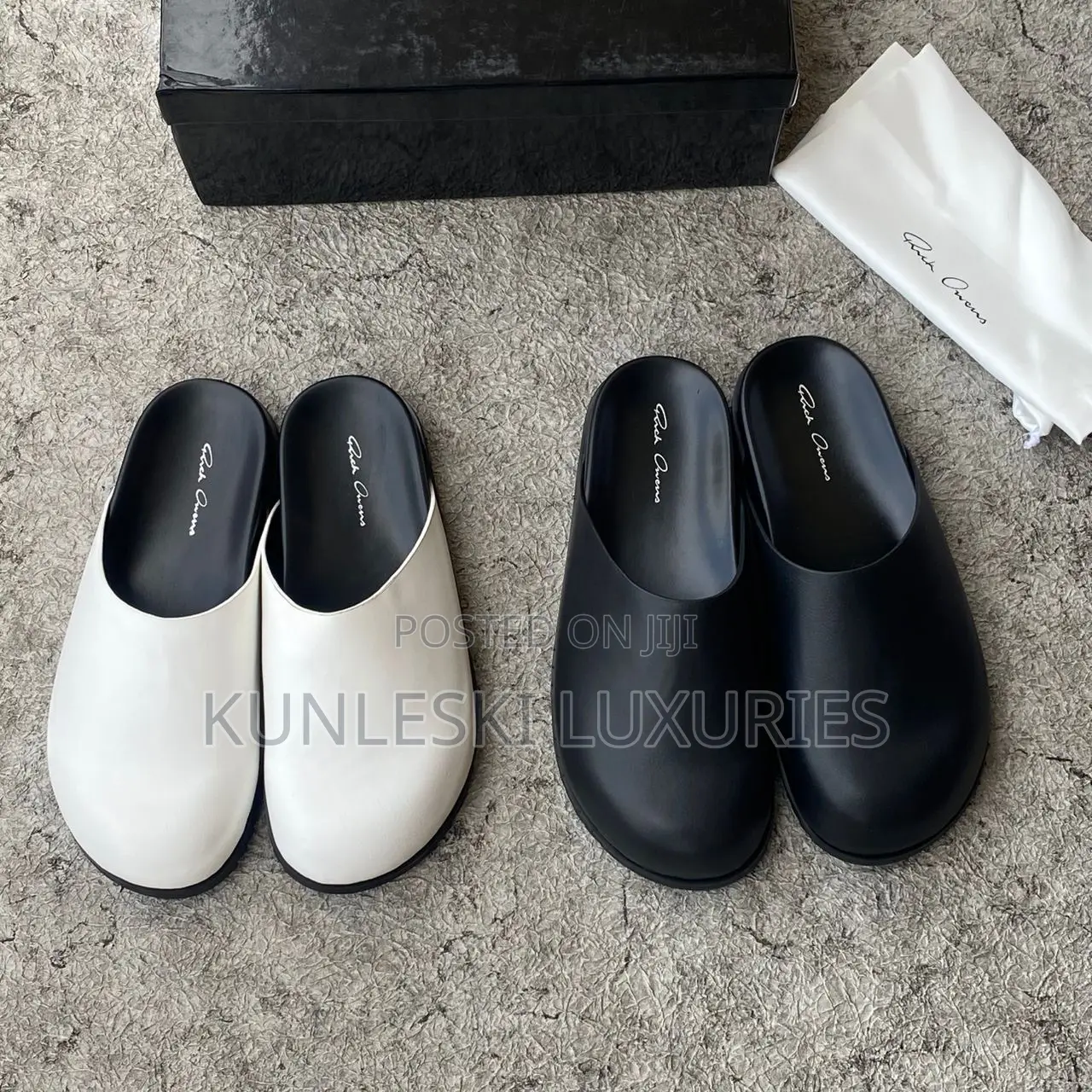 Original Rick Owen Granola Black Leather Mules