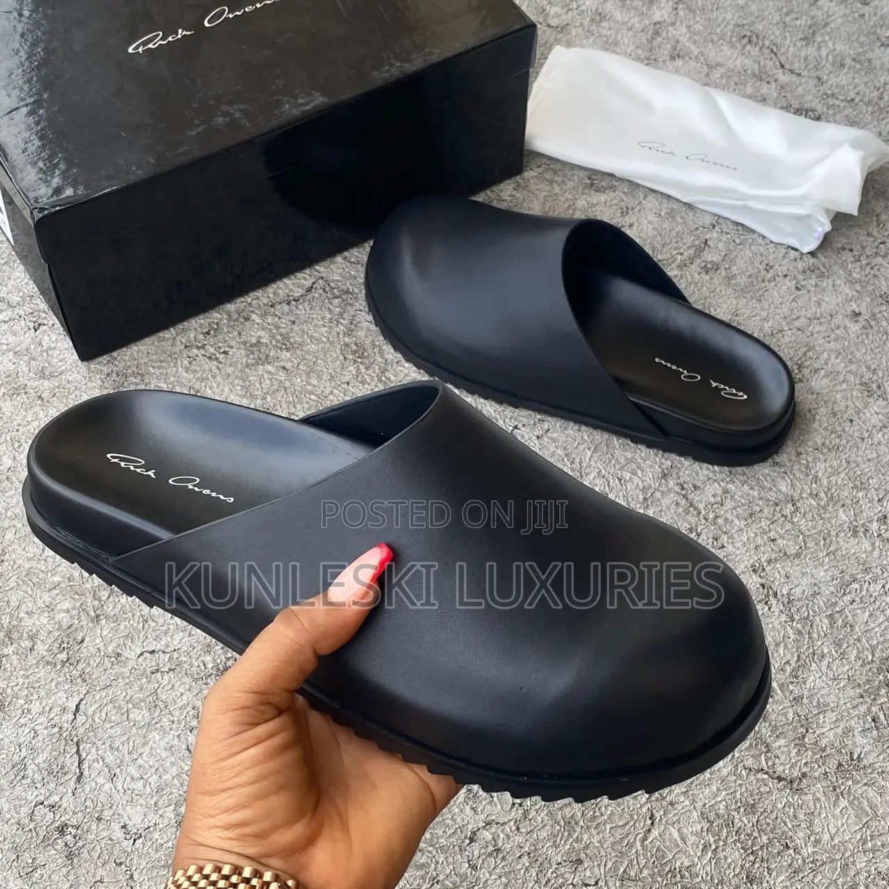 Original Rick Owen Granola Black Leather Mules