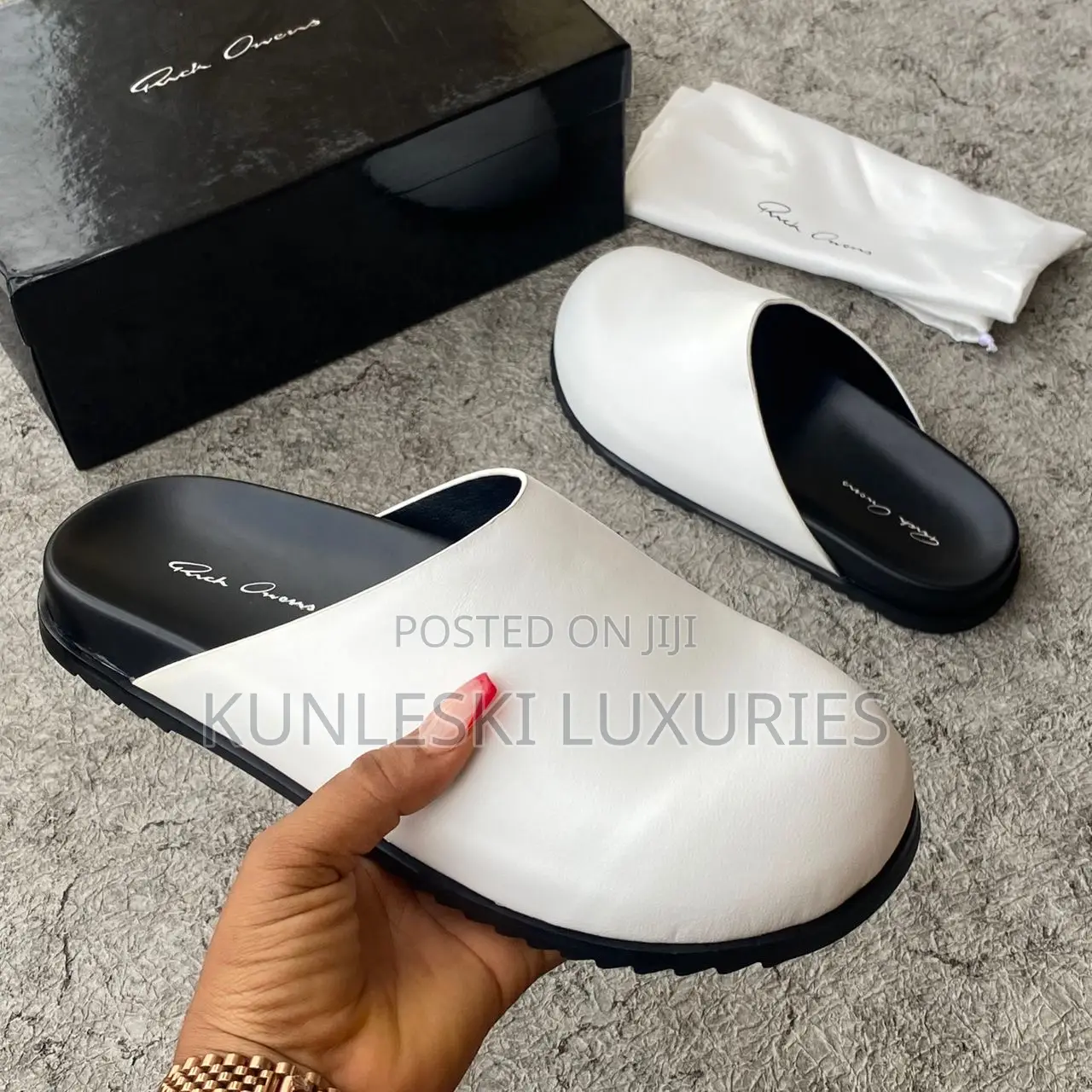 Original Rick Owen Granola Black Leather Mules