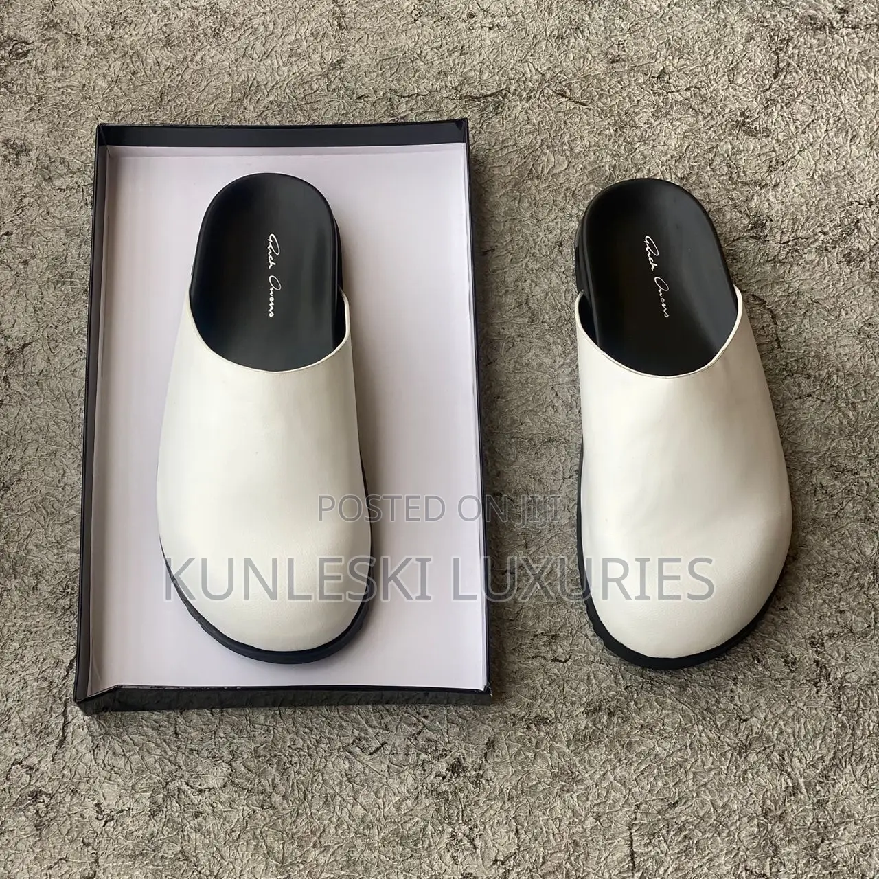 Original Rick Owen Granola Black Leather Mules