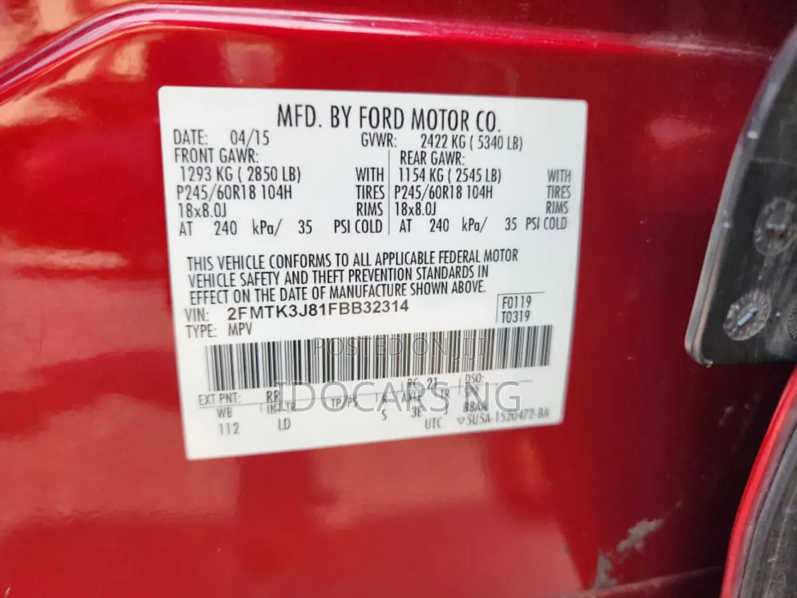 Ford Edge SEL 4dr SUV AWD (2.0L 4cyl Turbo 6A) 2015 Red