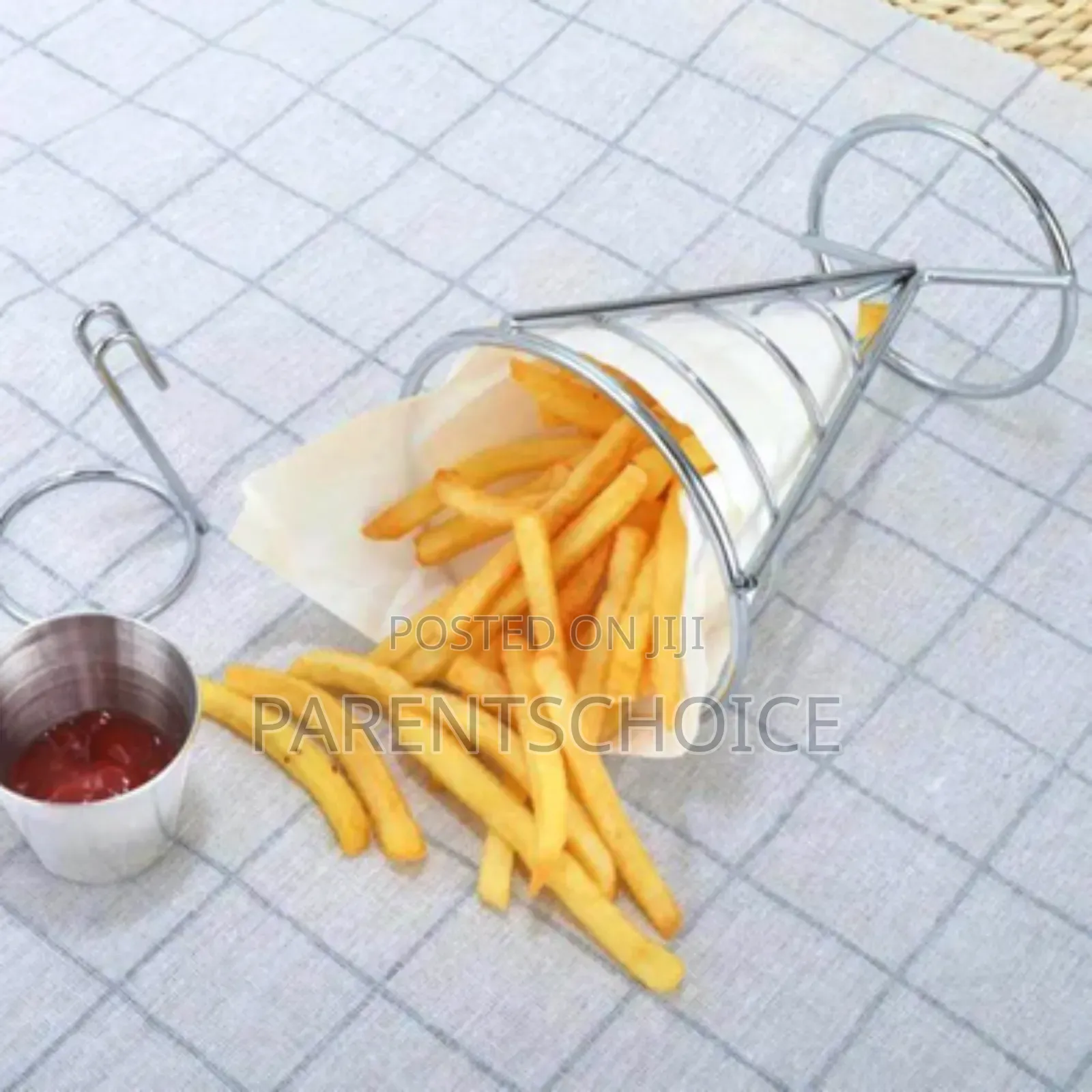 Stainless Steel French Fry Stand Cone Basket Holder