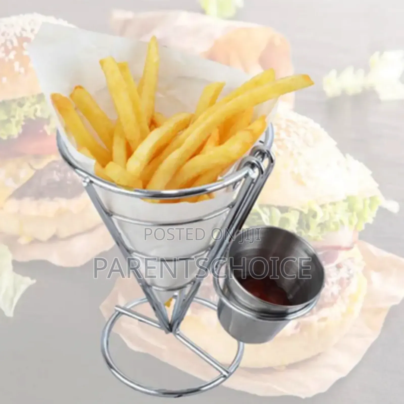 Stainless Steel French Fry Stand Cone Basket Holder