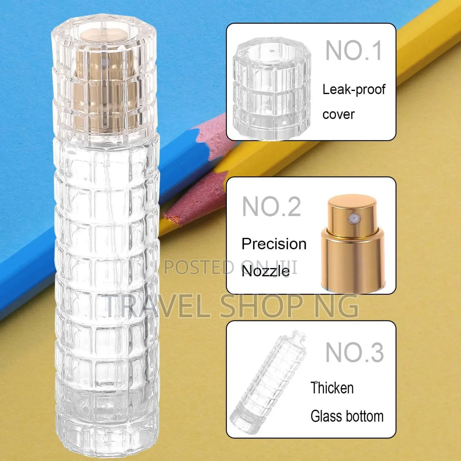 30ml Refillable Glass Spray Bottle With Gold or Silver Nozzle