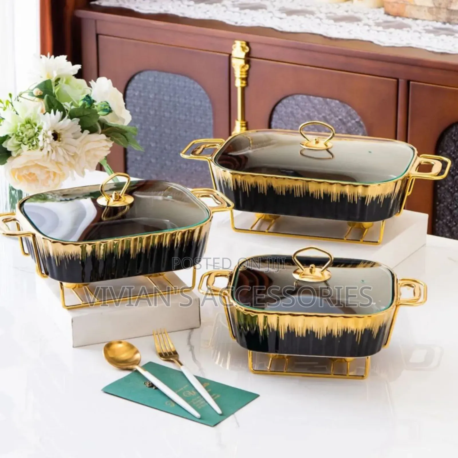 Luxury Ceramic Food Warmer Casserole Dish Set