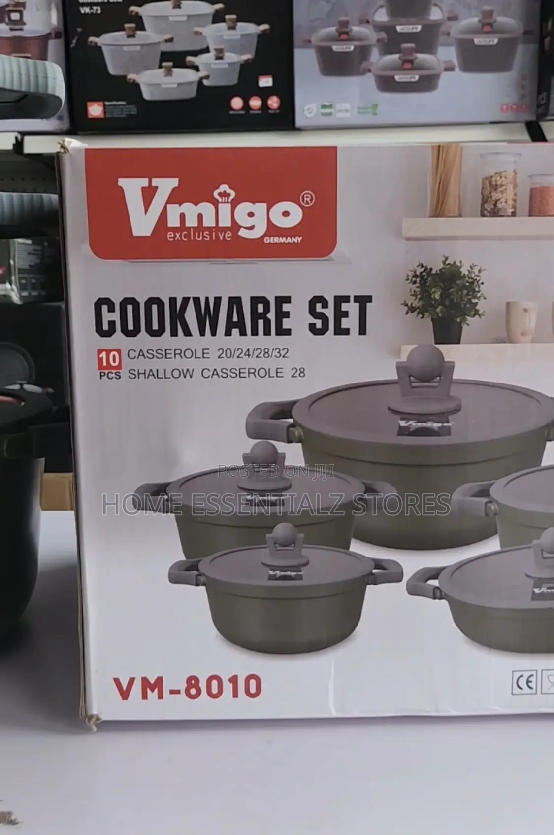 Vmigo Cookwares Set With Silicon Handles - Granite Non-Stick Pots Set
