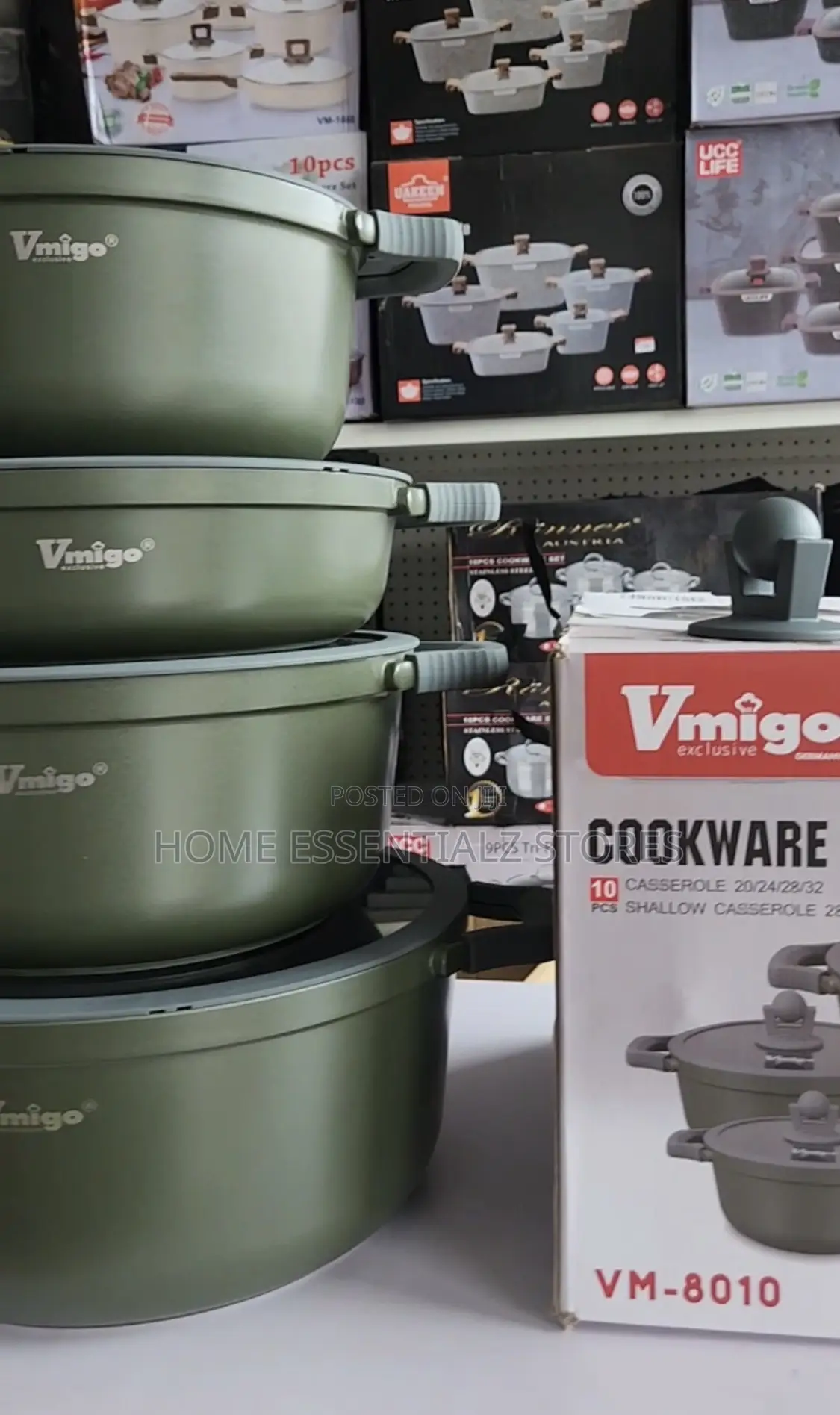 Vmigo Cookwares Set With Silicon Handles - Granite Non-Stick Pots Set