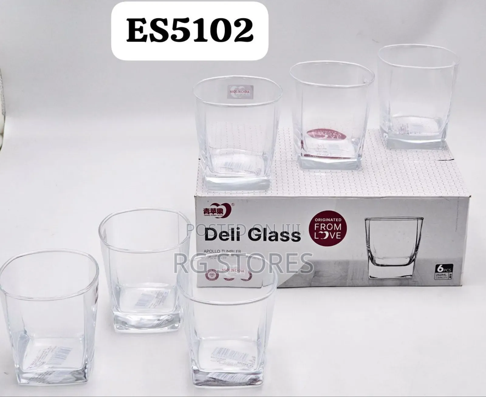 6pcs Square Shape Whiskey Glass Cup