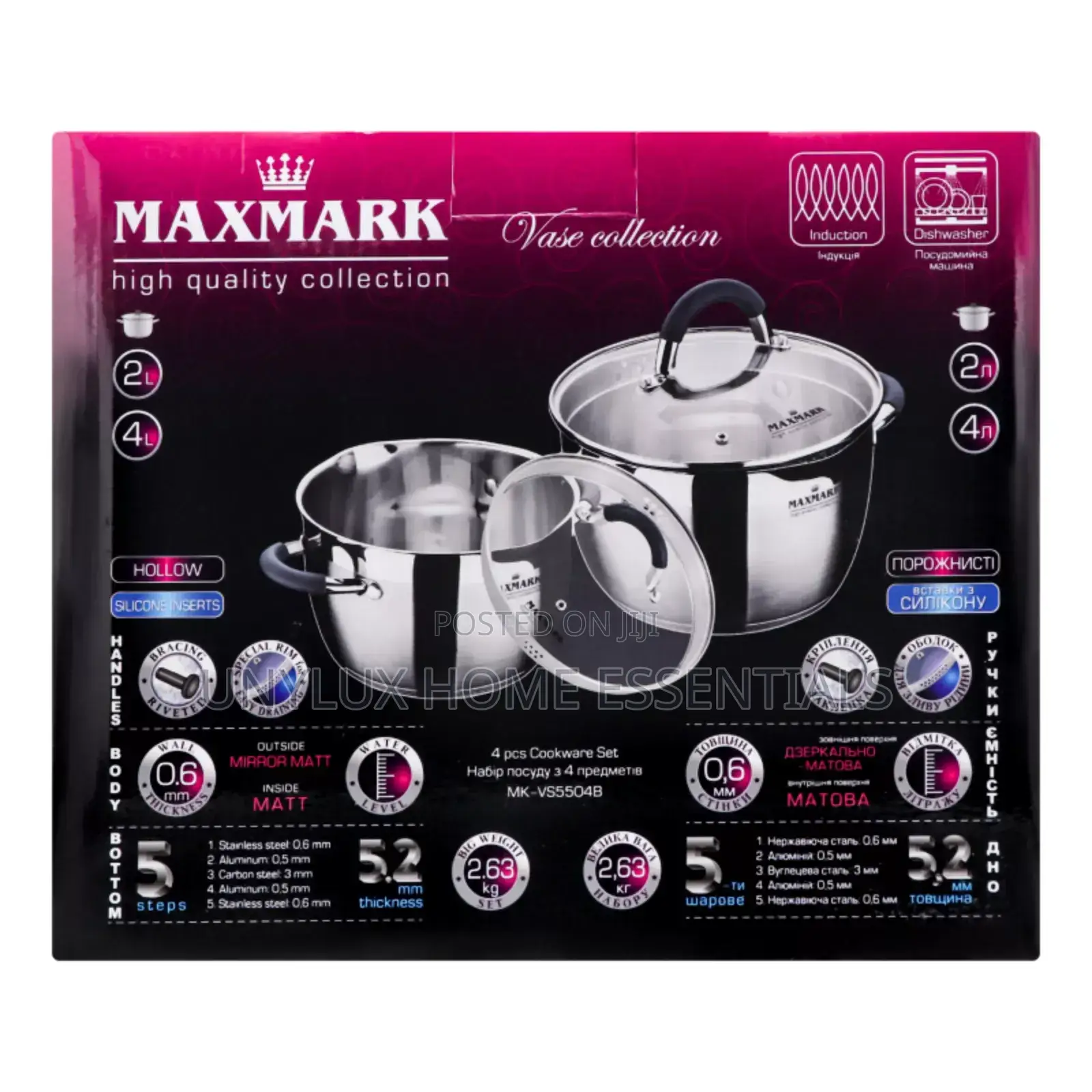 Maxmark Bell Collection Stainless Steel Cookware Set