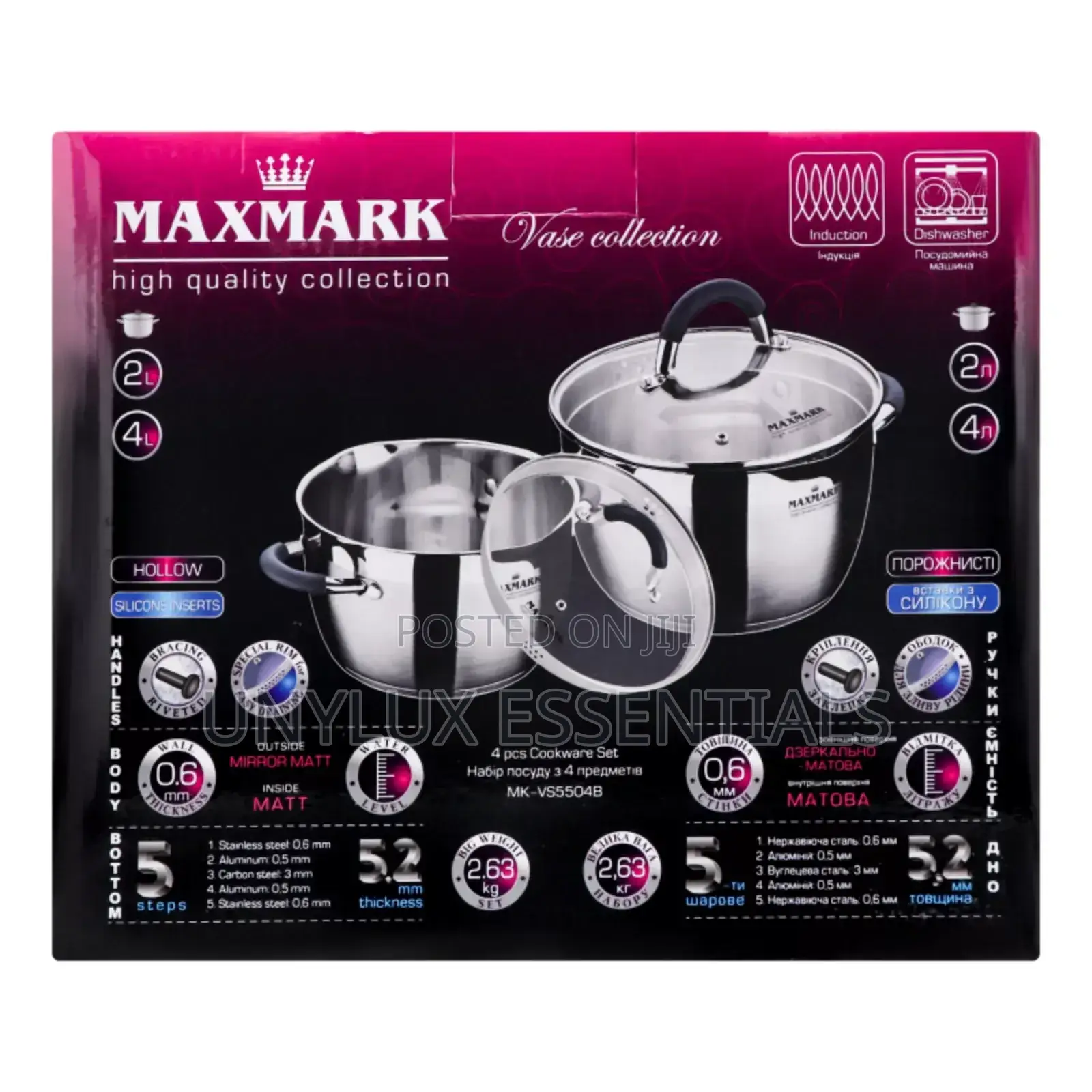 Maxmark Bell Collection Stainless Steel Cookware Set