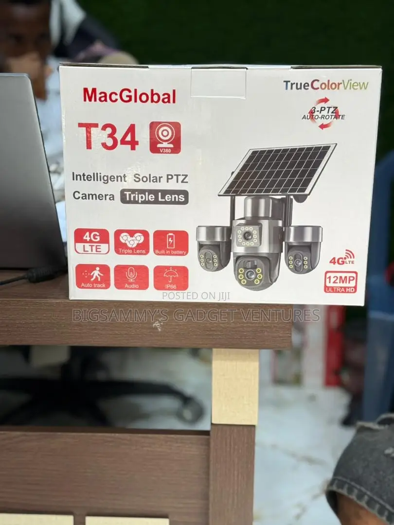V380 Triple Lens With 3 PTZ Solar 4g Camera