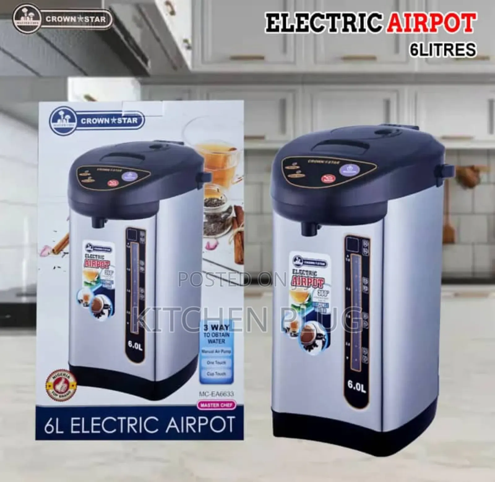 Crown Star Master Chef Electric Airpot (Model Mc-Ea6633).