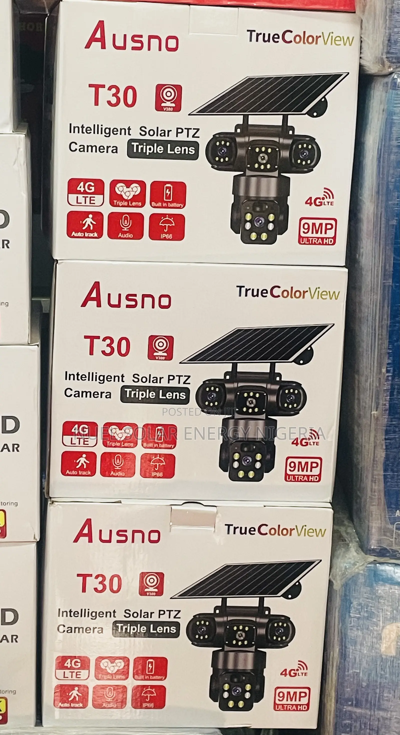 Ausno T30 Intelligent Solar PTZ Camera (Triple Lens – 9mp Ultra Hd)