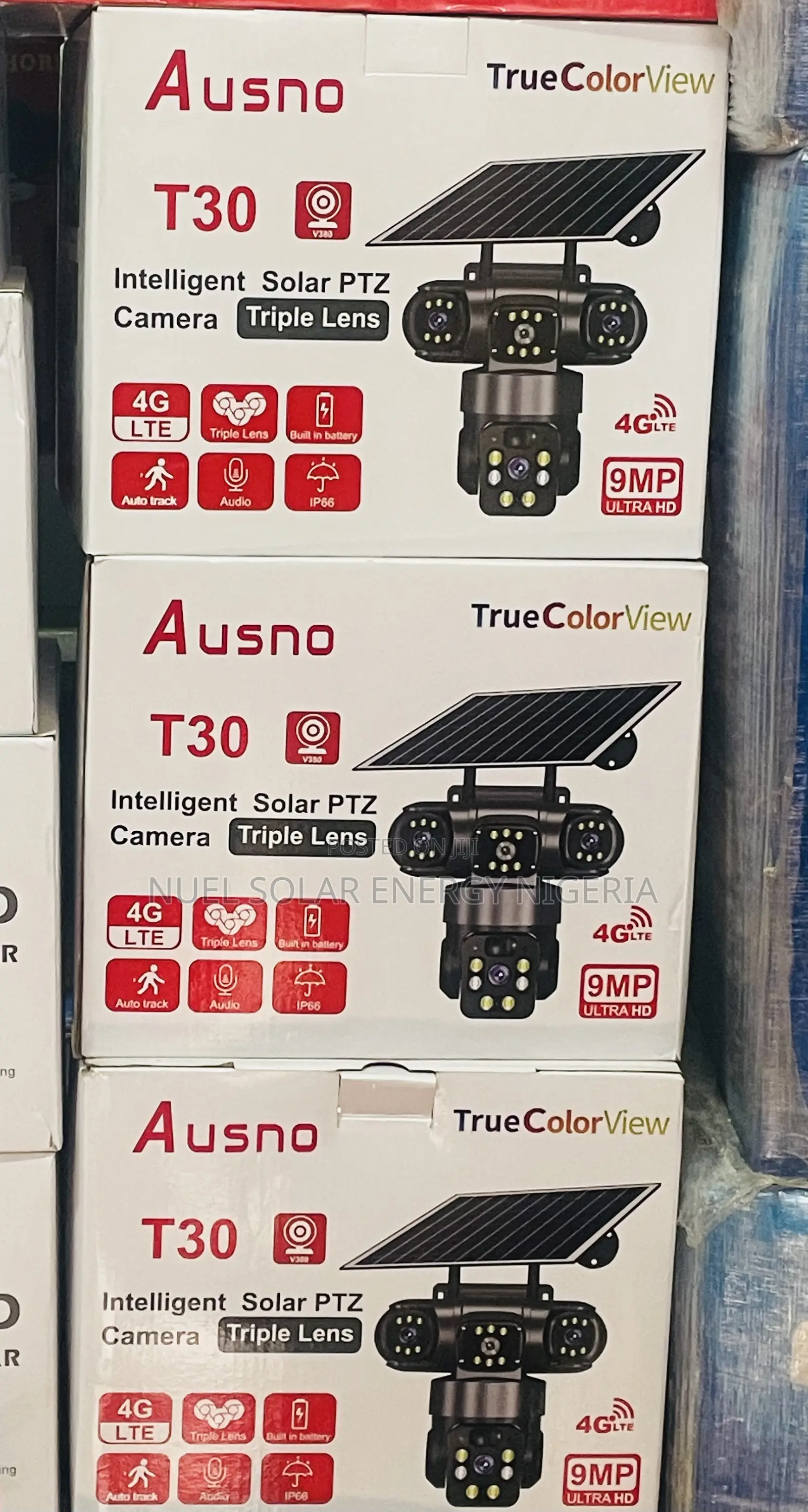 Ausno T30 Intelligent Solar PTZ Camera (Triple Lens – 9mp Ultra Hd)