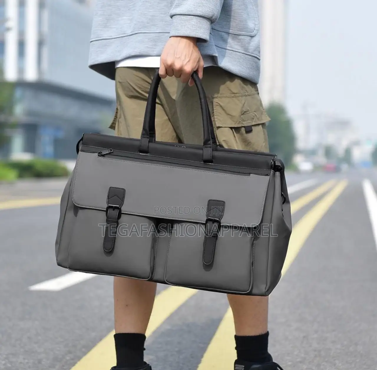 Plain Leather Duffle Bag