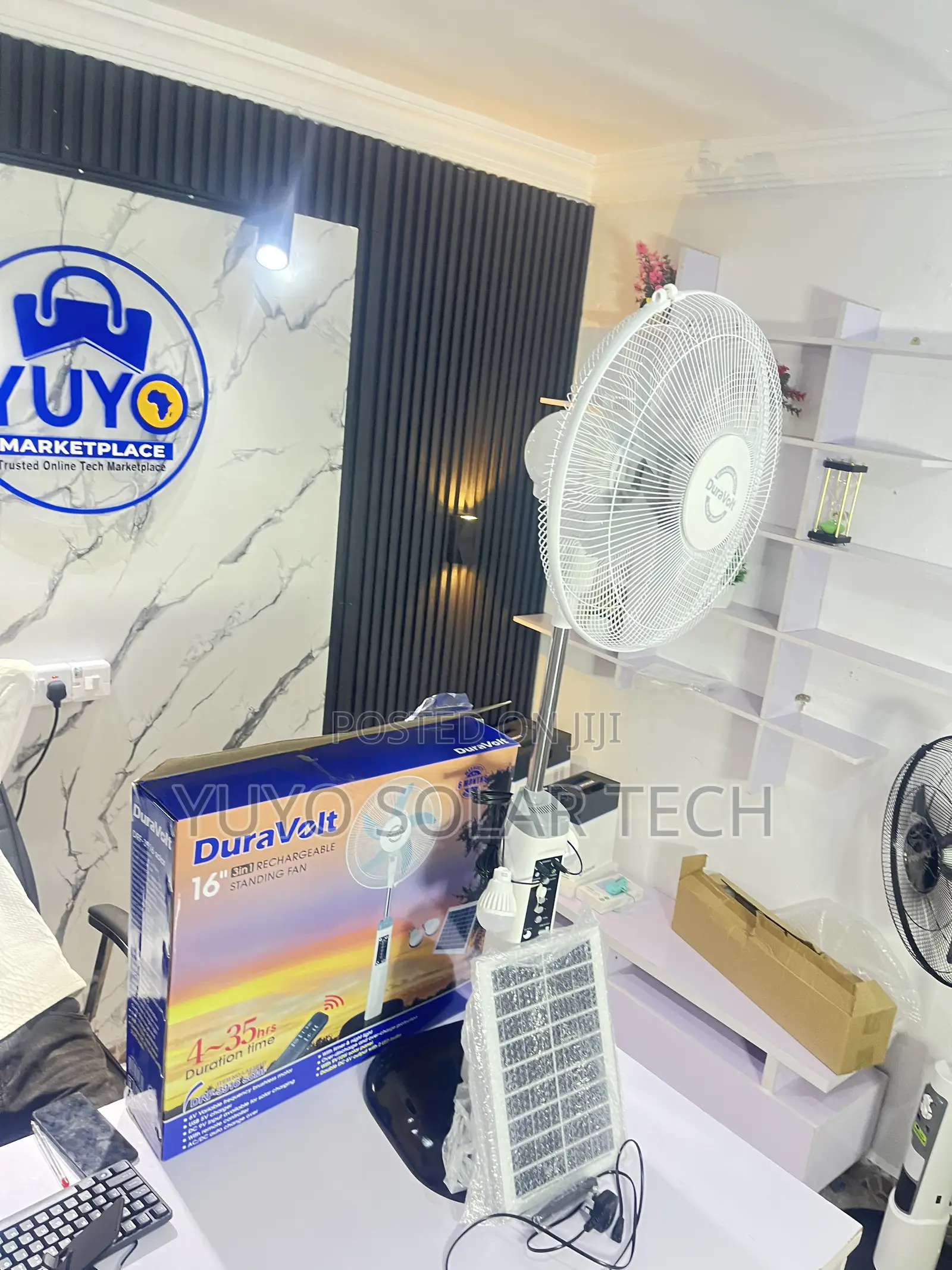Duravolt 16''inch 3in1 Solar Rechargeable Standing Solar Fan