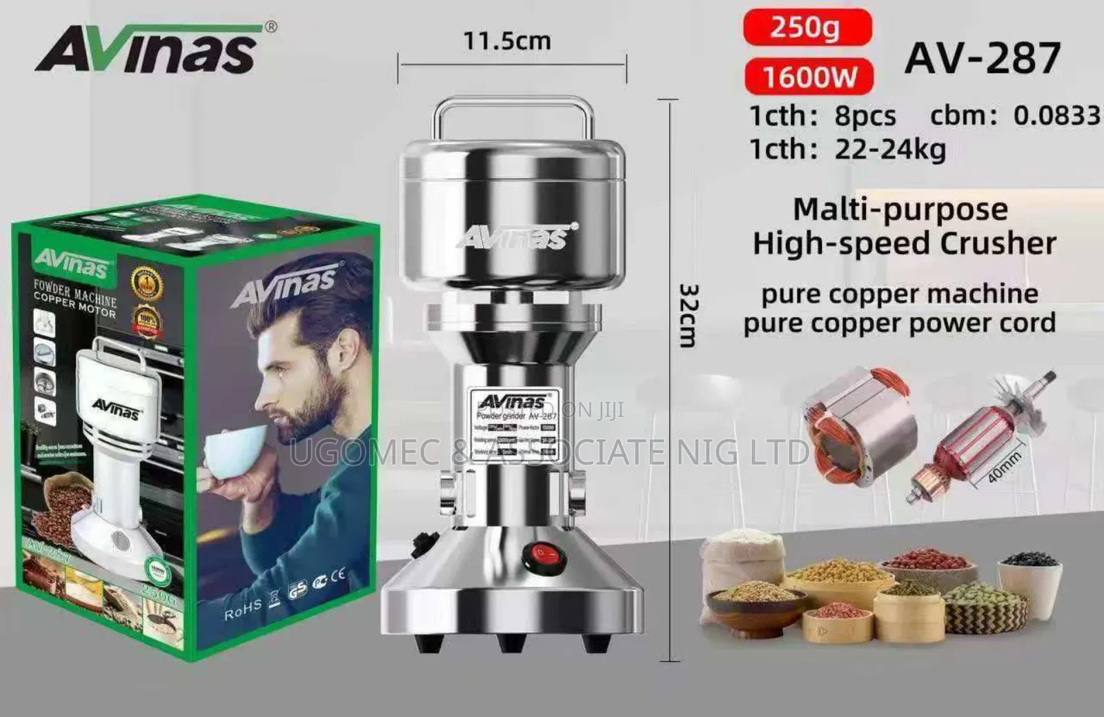 Quality  Avinas Dried Meal Grinder. 1600watts