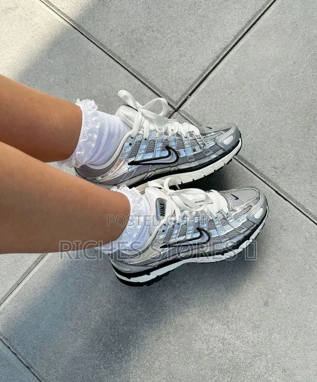 Nike P-6000 Metallic Silver Black Sneakers