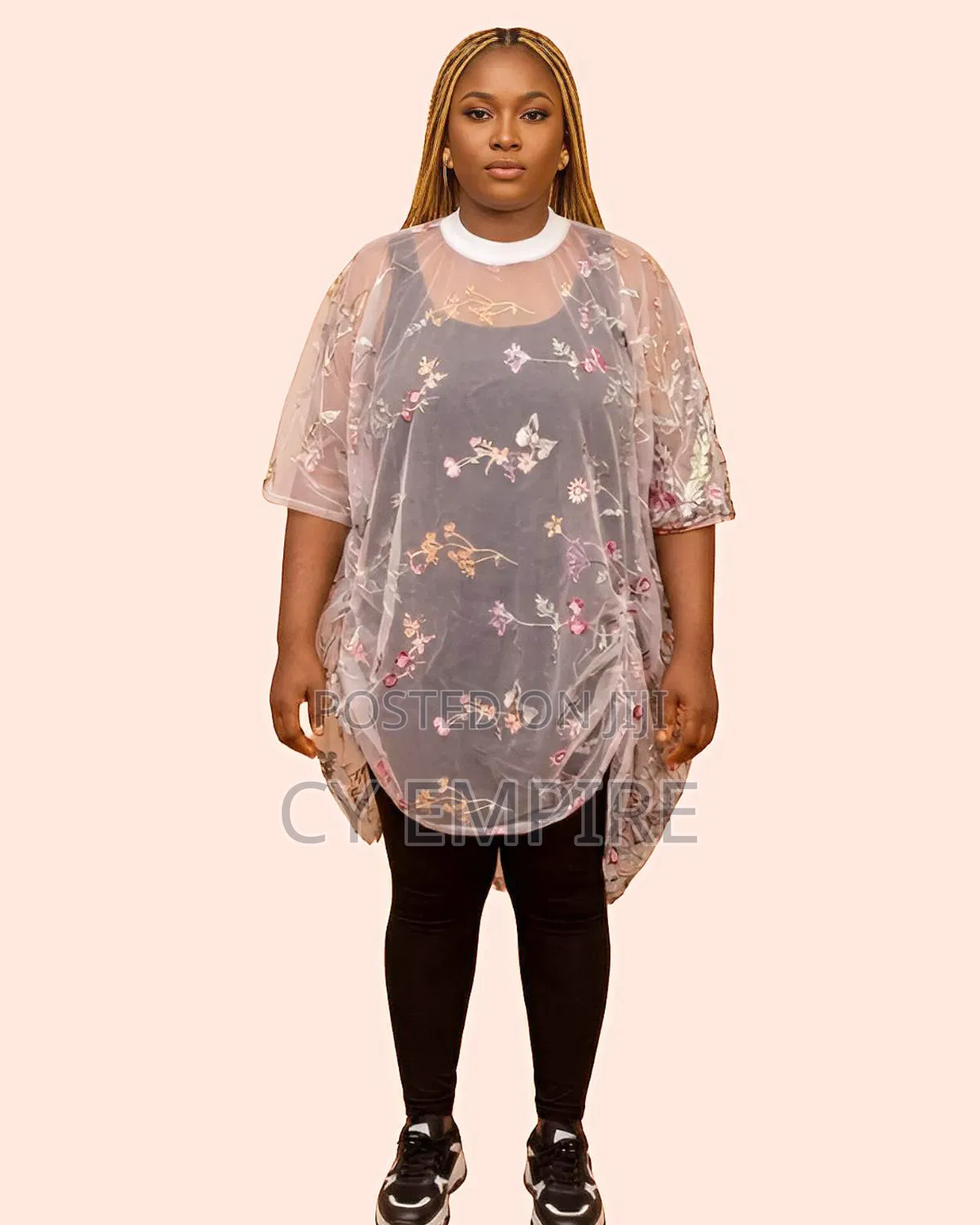 Floral Mesh Ponchotunic