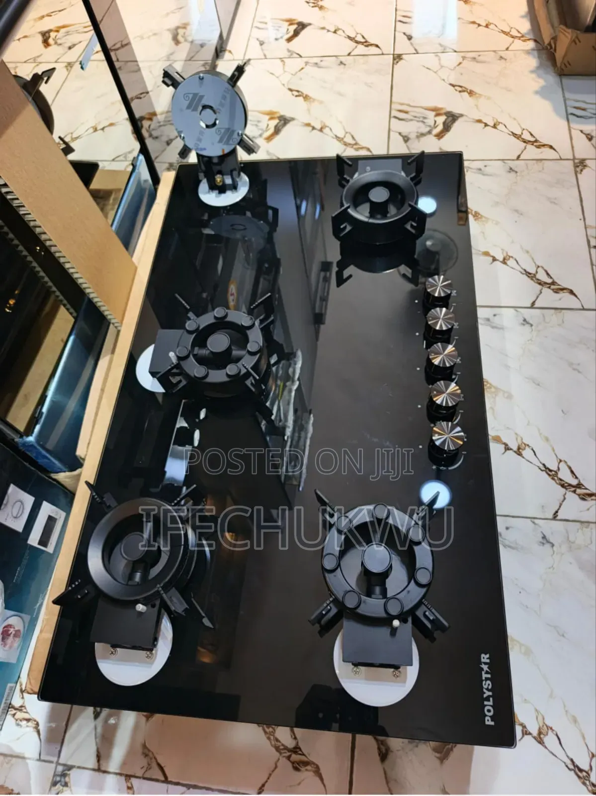 Original Polystar Latest Model Built-in Flips Up 5 Burners Gas Cooker