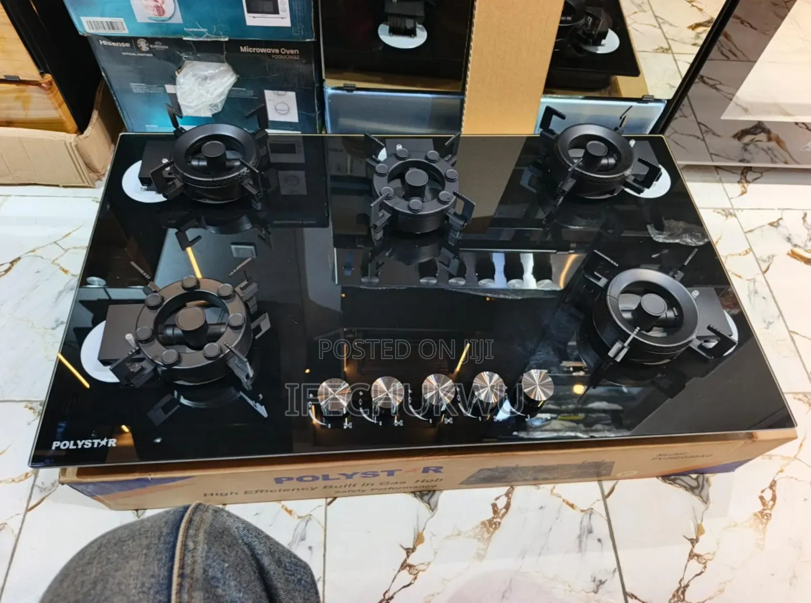 Original Polystar Latest Model Built-in Flips Up 5 Burners Gas Cooker
