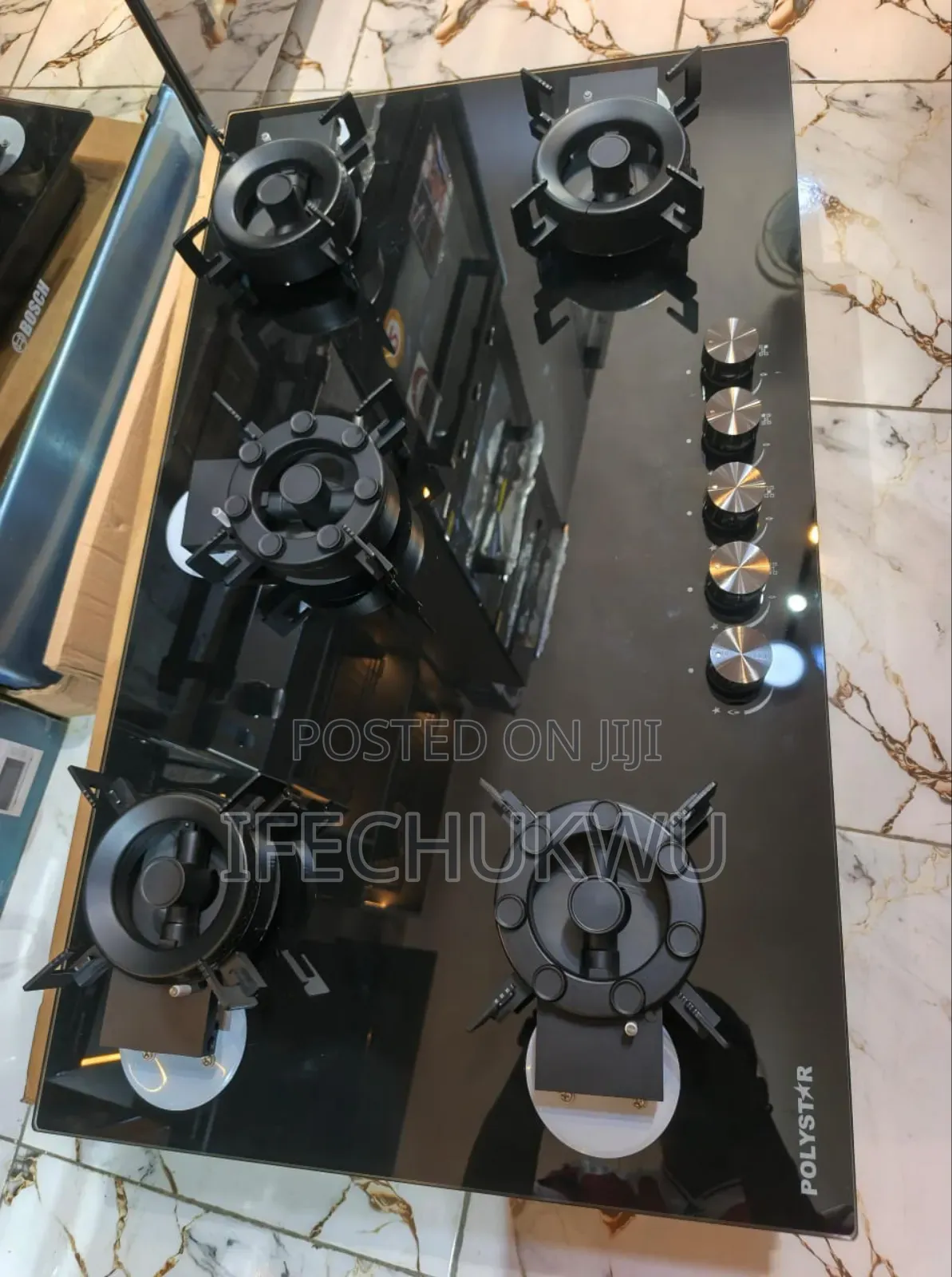 Original Polystar Latest Model Built-in Flips Up 5 Burners Gas Cooker