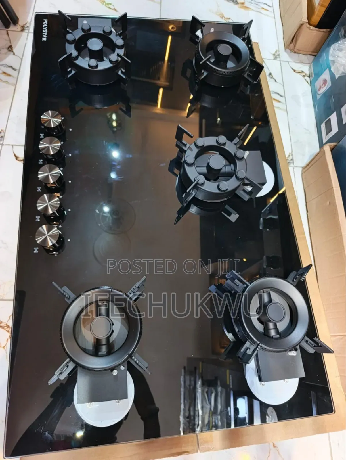 Original Polystar Latest Model Built-in Flips Up 5 Burners Gas Cooker