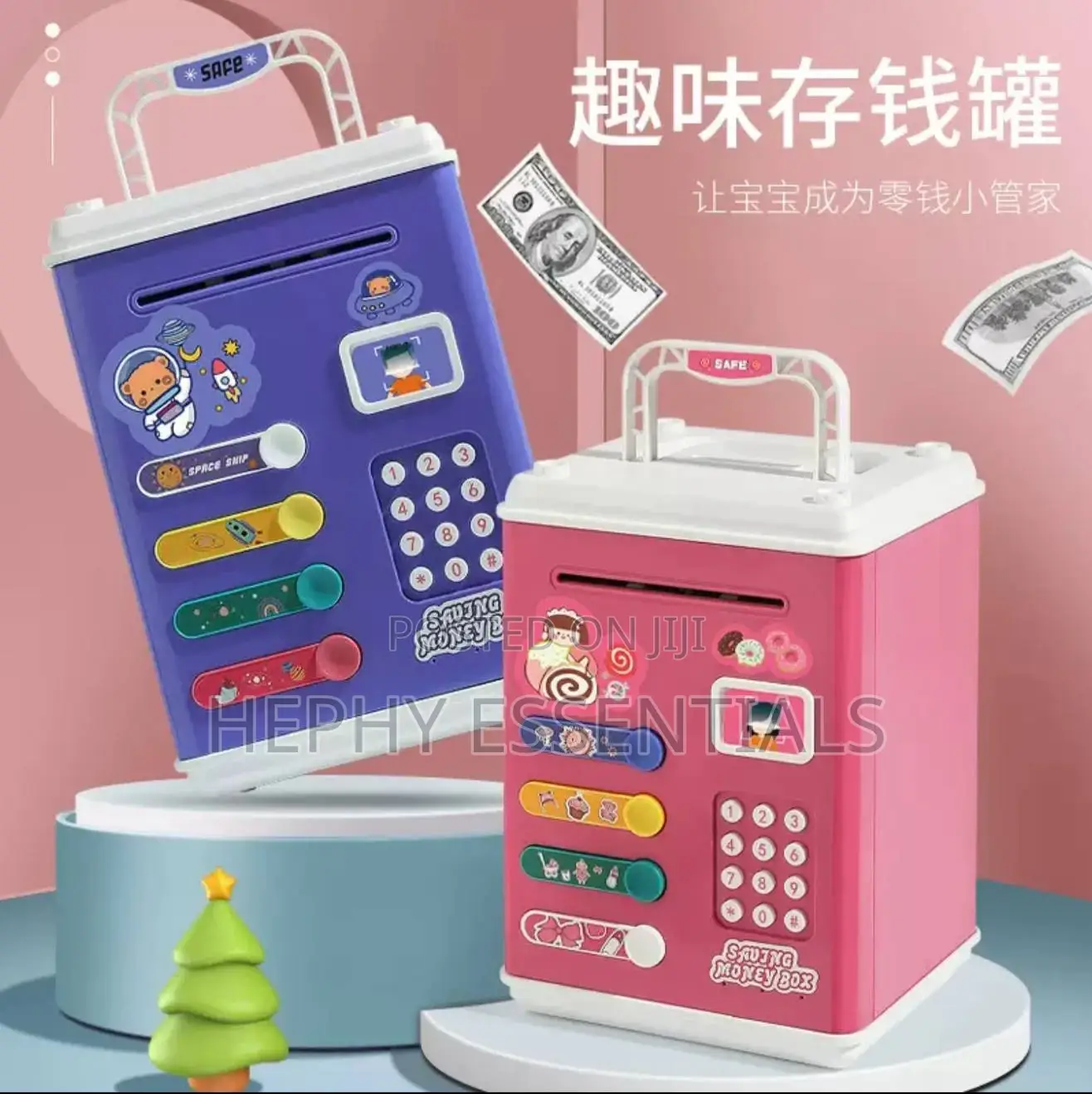 Kids Fingerprint Atm Bank Money Box Financial Gift For 6-12 Year Olds