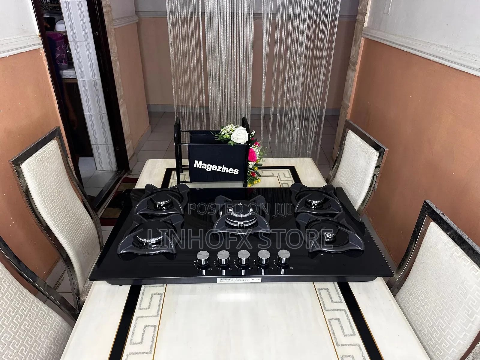 High Premium 5 Burner Inbuilt Glass Table Top Gas