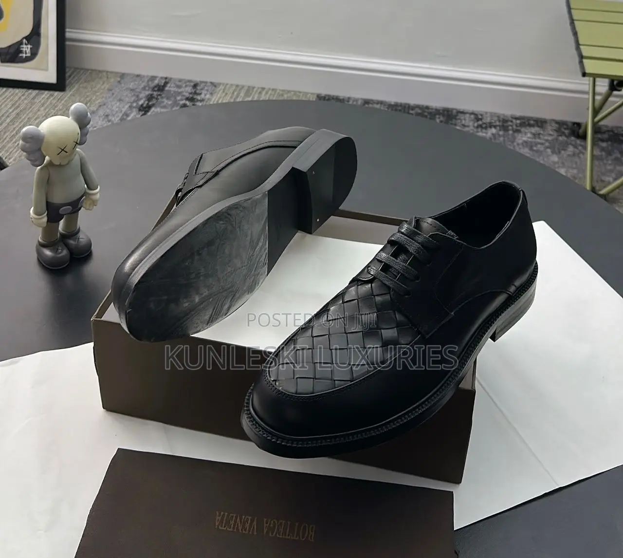 Original Bottega Veneta Wooven Leather Men’S Lace Up Shoes