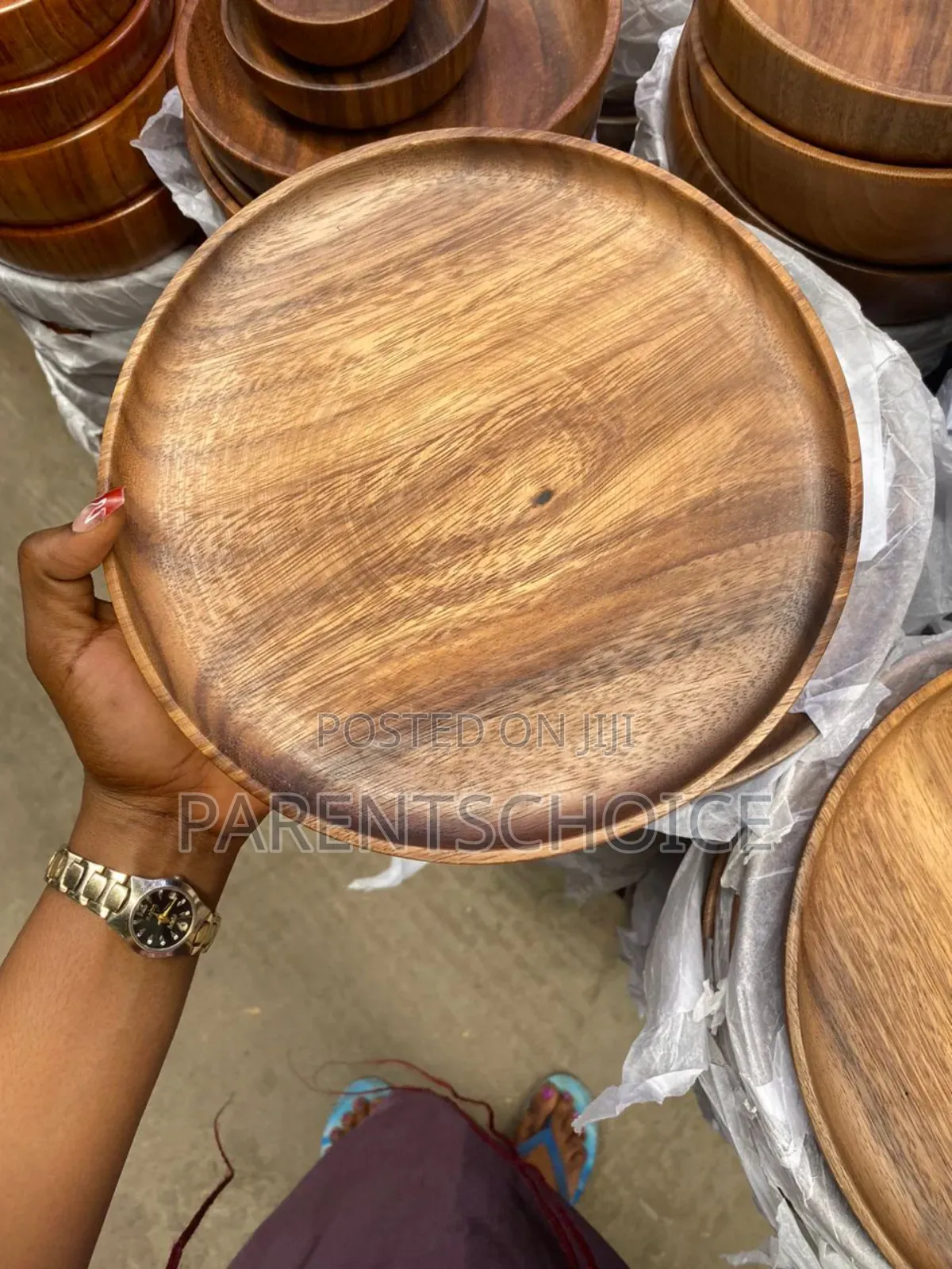 Round Shape Artistic Wooden Plate for Home and Kitchen Round Wood Tray