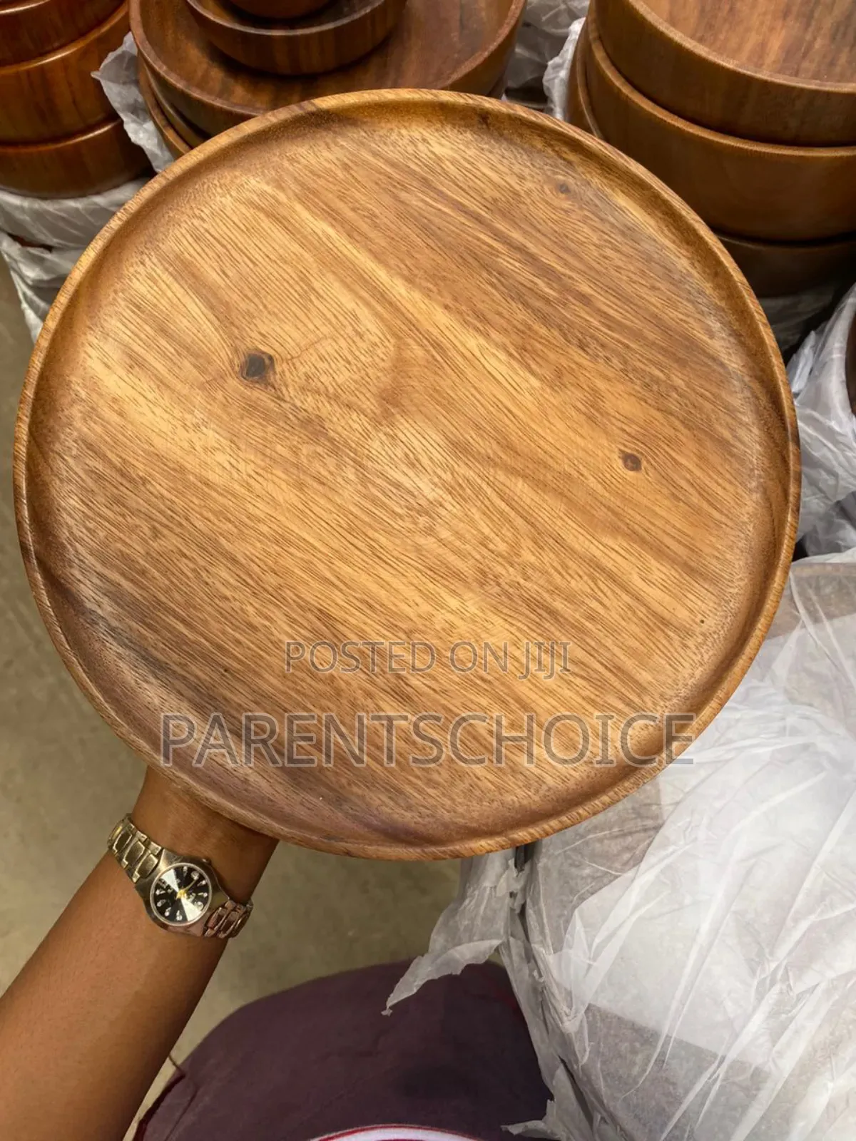 Round Shape Artistic Wooden Plate for Home and Kitchen Round Wood Tray