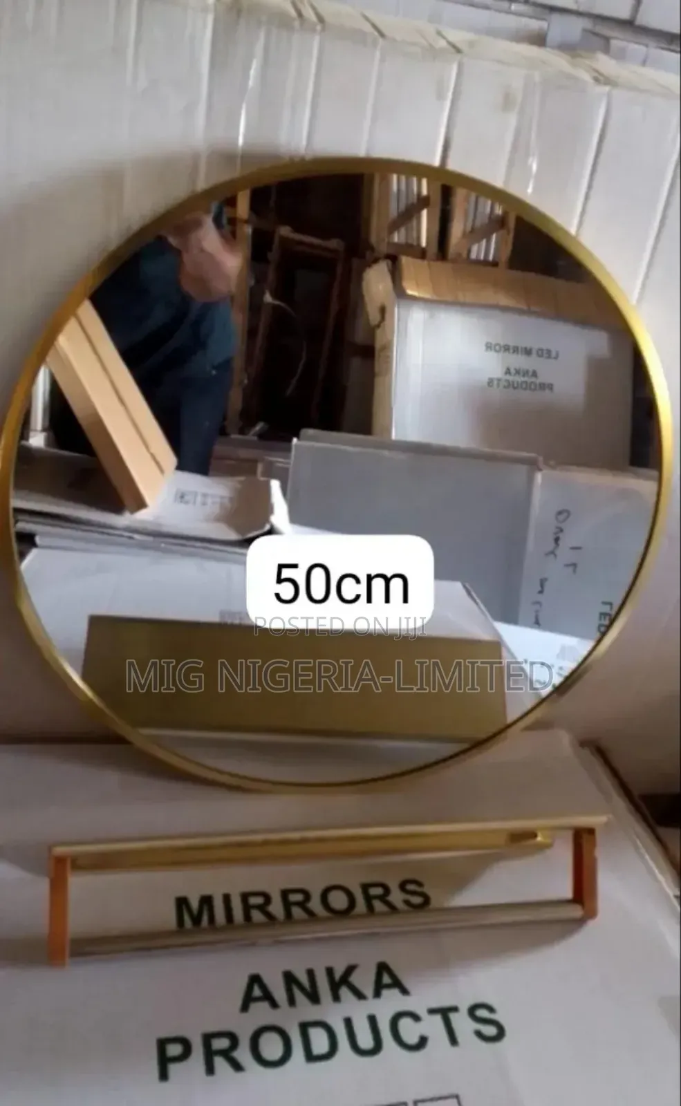 Wall Mirror Mounted Bathroom Mirror and Shelve Towel Bar 50cmx50cm
