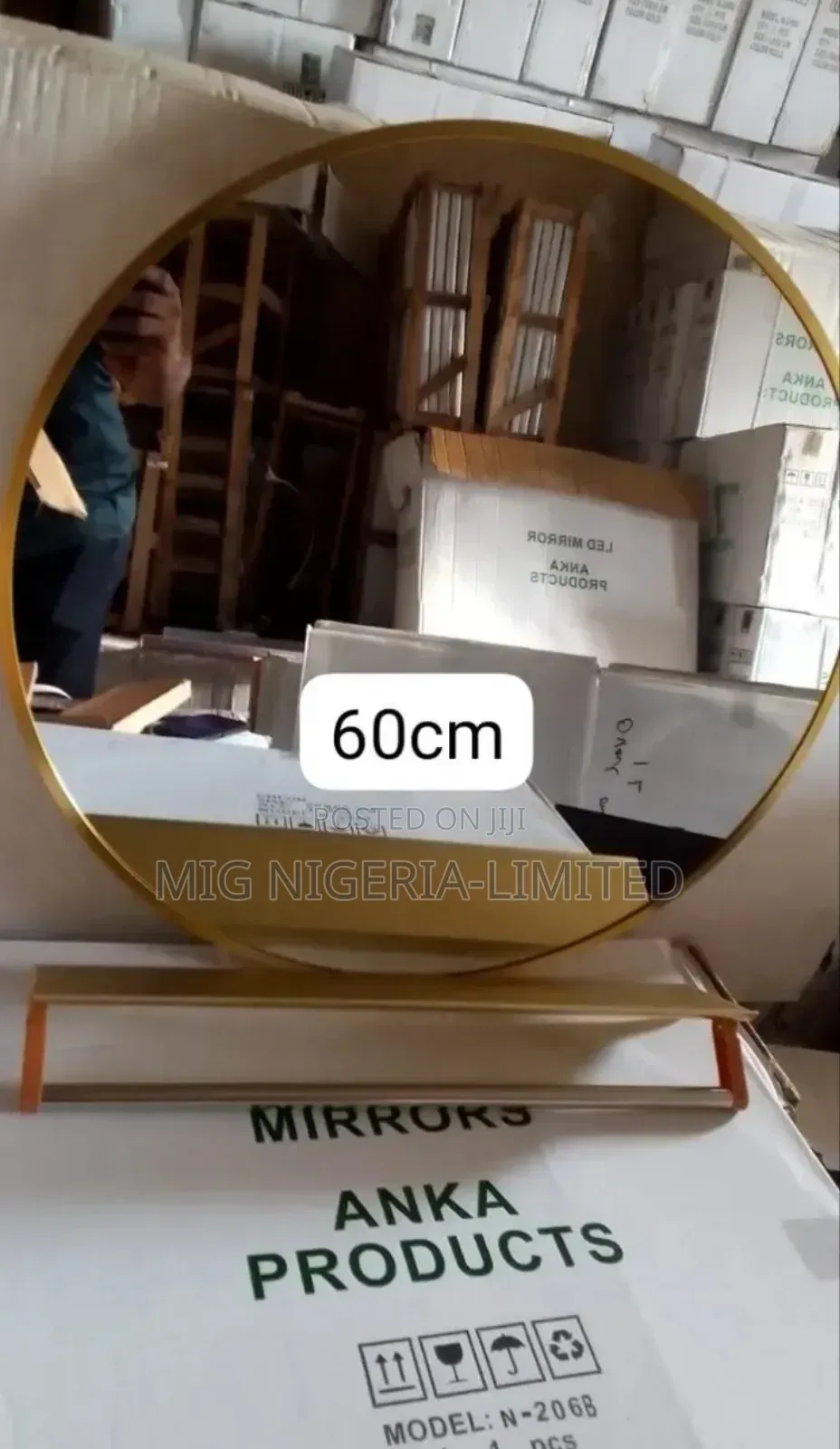 Wall Mirror Mounted Bathroom Mirror and Shelve Towel Bar 50cmx50cm