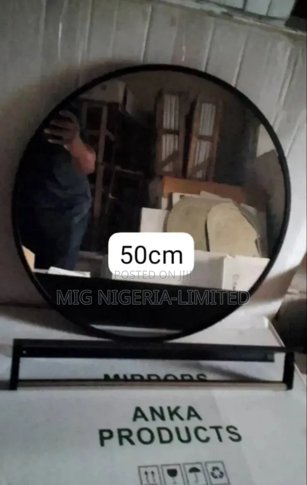 Wall Mirror Mounted Bathroom Mirror and Shelve Towel Bar 50cmx50cm