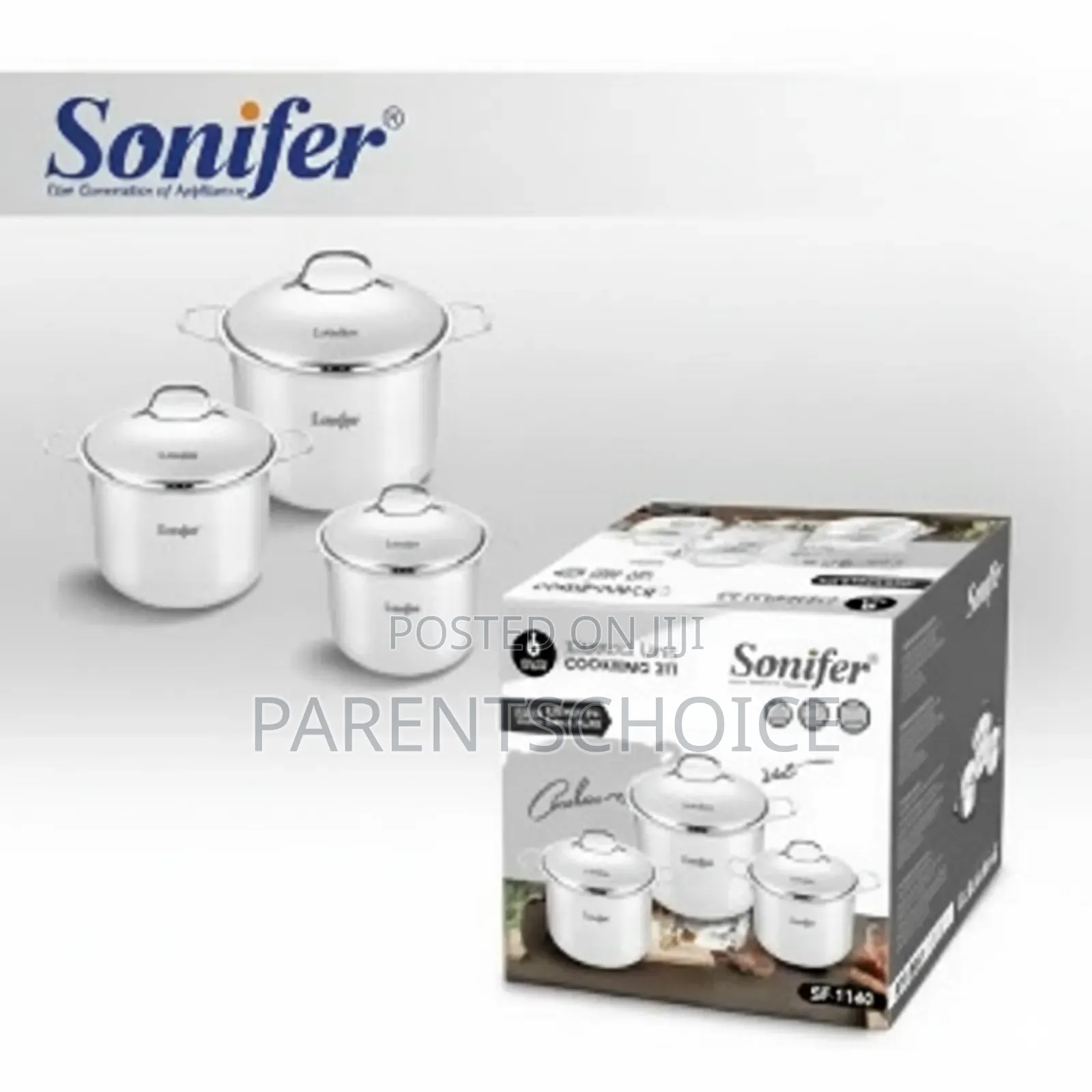 Sonifer Sf1147 Stainless Steel Stock Pot 3 Set.11.1l,13.5l and 16.2l