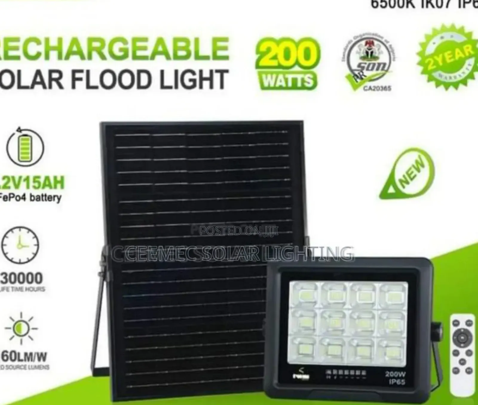 Iwin 200w Rechargeable Solar Flood-light