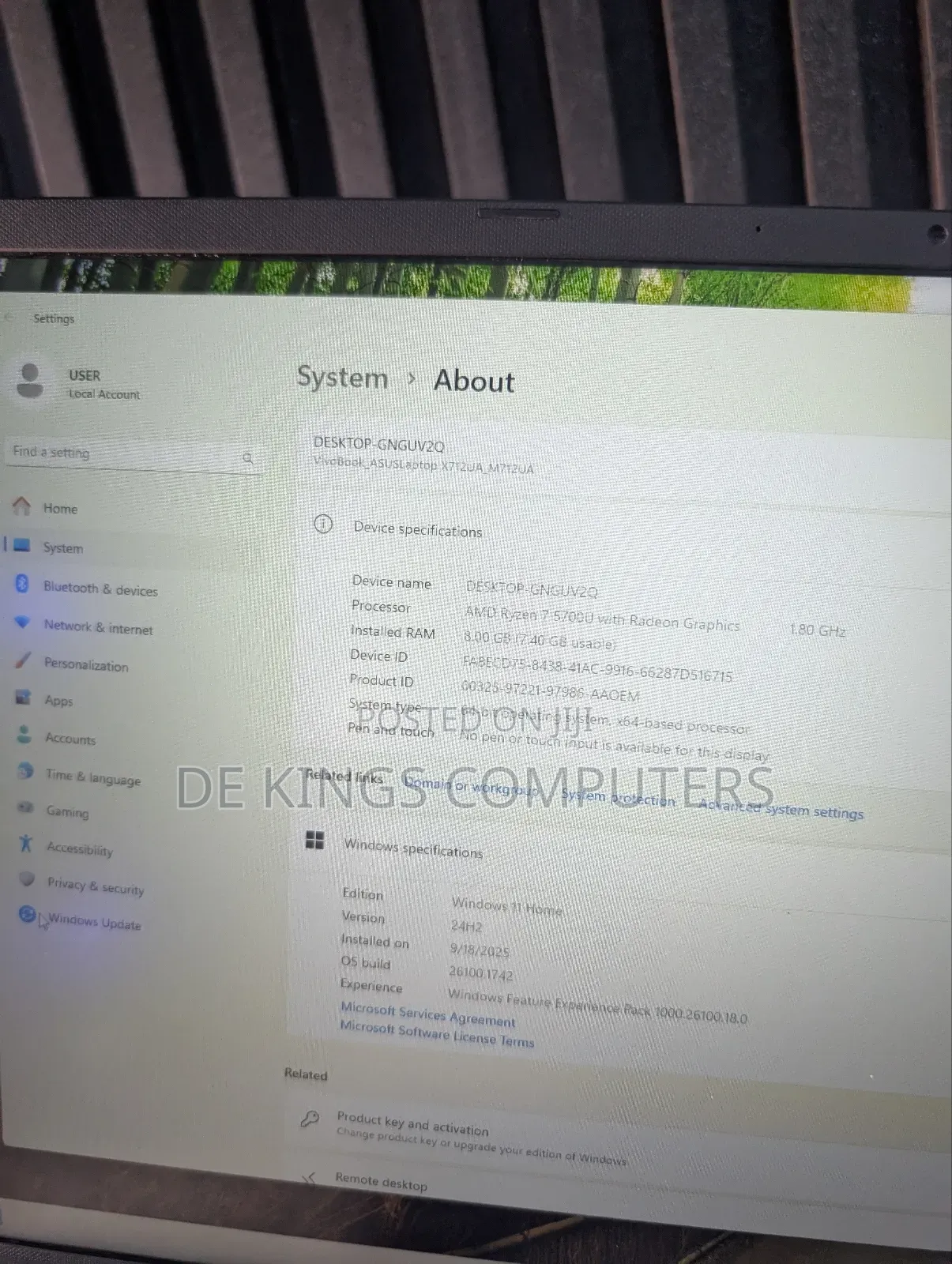 Laptop Asus Vivobook 16 8GB AMD Ryzen 7 SSD 256GB