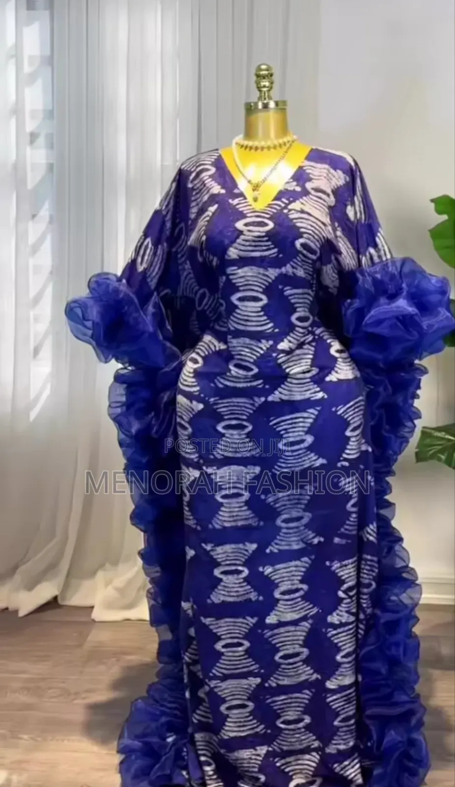 Luxury Adire Bubu Dress With Matching Organza Ruffles