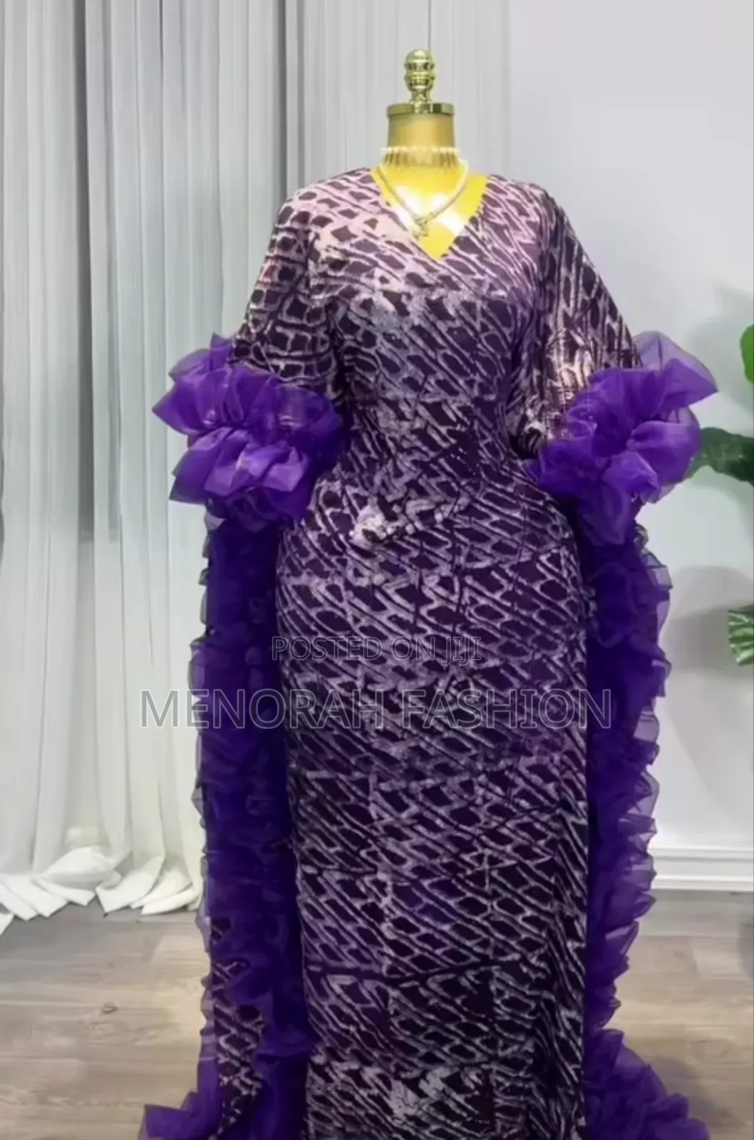 Luxury Adire Bubu Dress With Matching Organza Ruffles