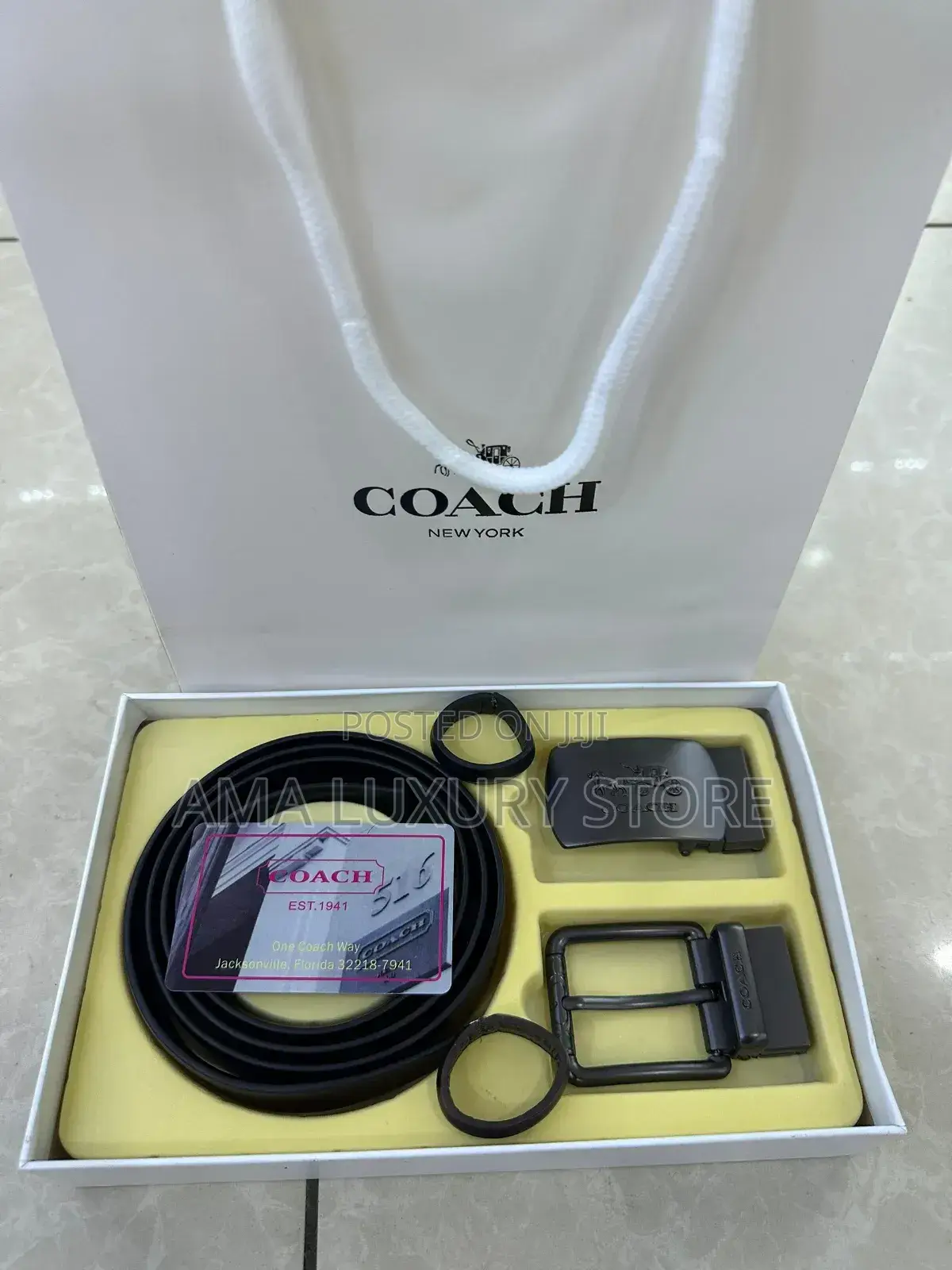 Designer Genuine Leather 2in1 Double Buckle Belts- Black/Brown