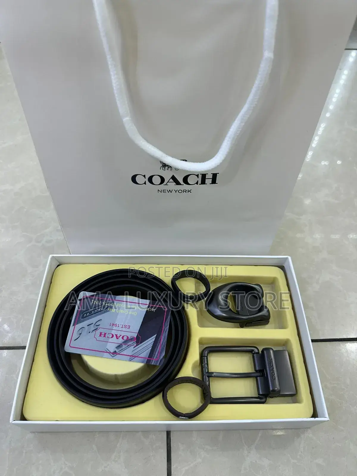 Designer Genuine Leather 2in1 Double Buckle Belts- Black/Brown